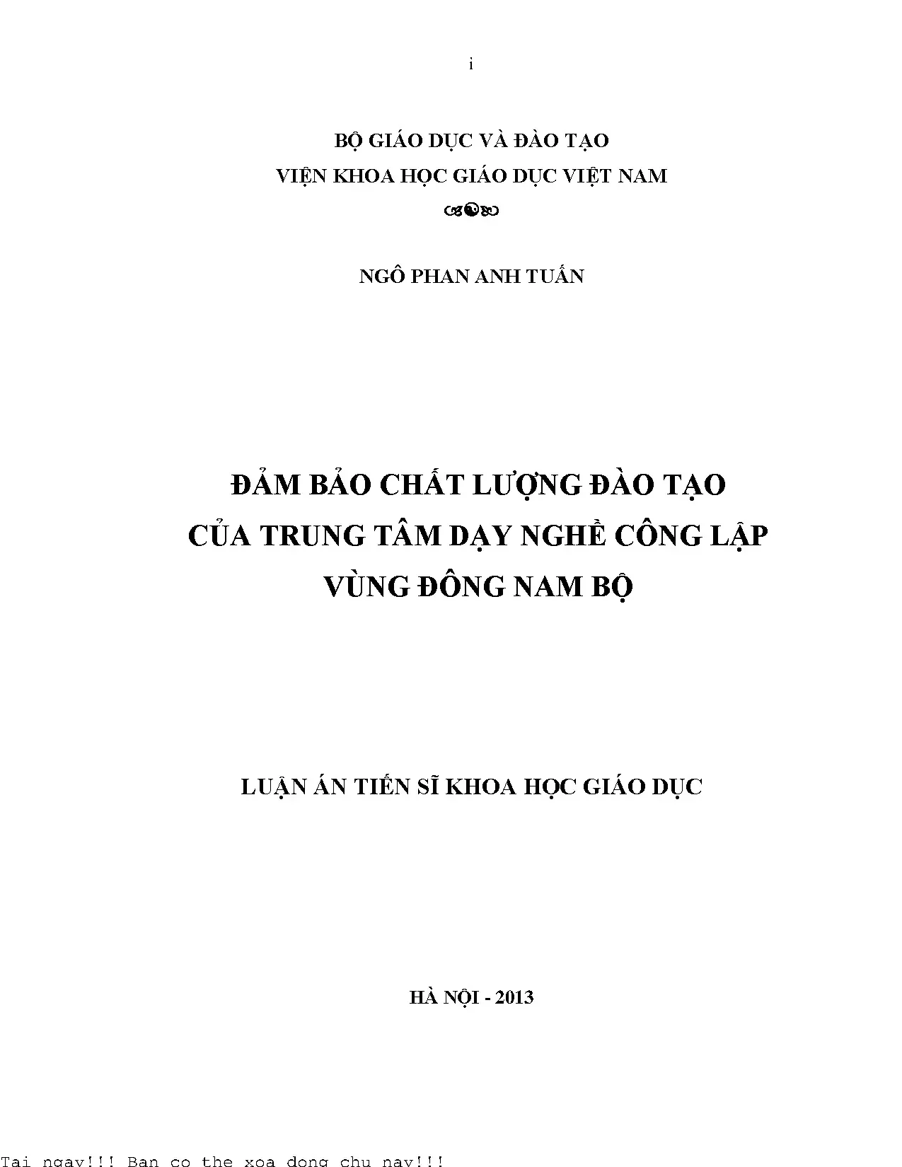 Đảm bảo chất lượng đào tạo của trung tâm dạy nghề công lập v