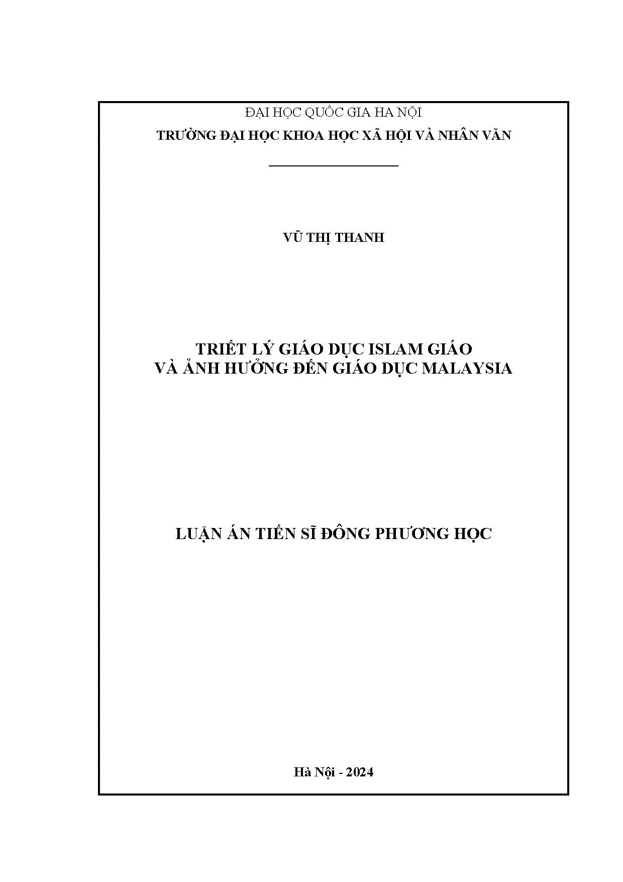 Triết lý Giáo dục Islam giáo và ảnh hưởng đến Malaysia