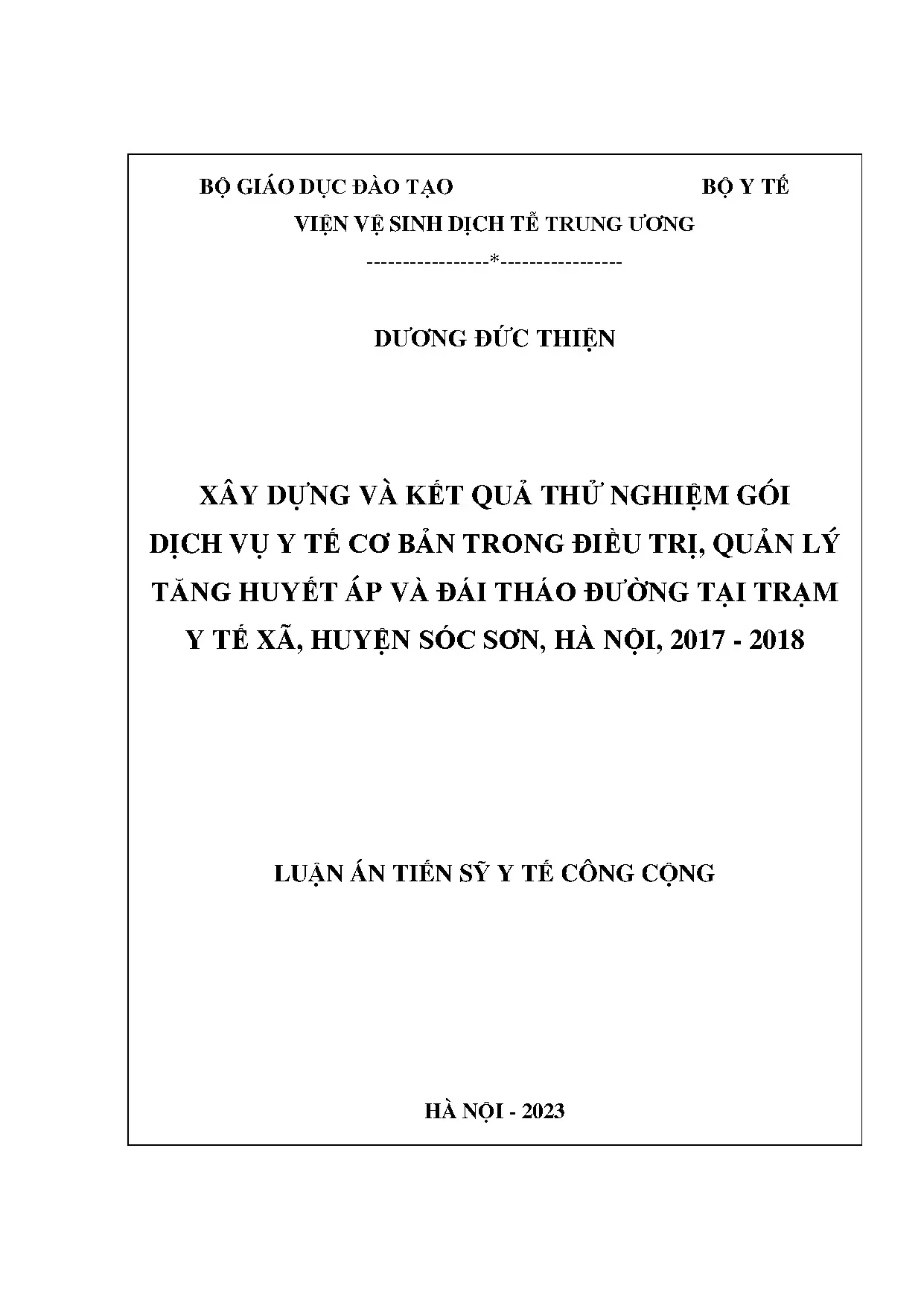 Xây dựng gói dịch vụ y tế cơ bản cho bệnh THA và ĐTĐ tại trạm y tế xã