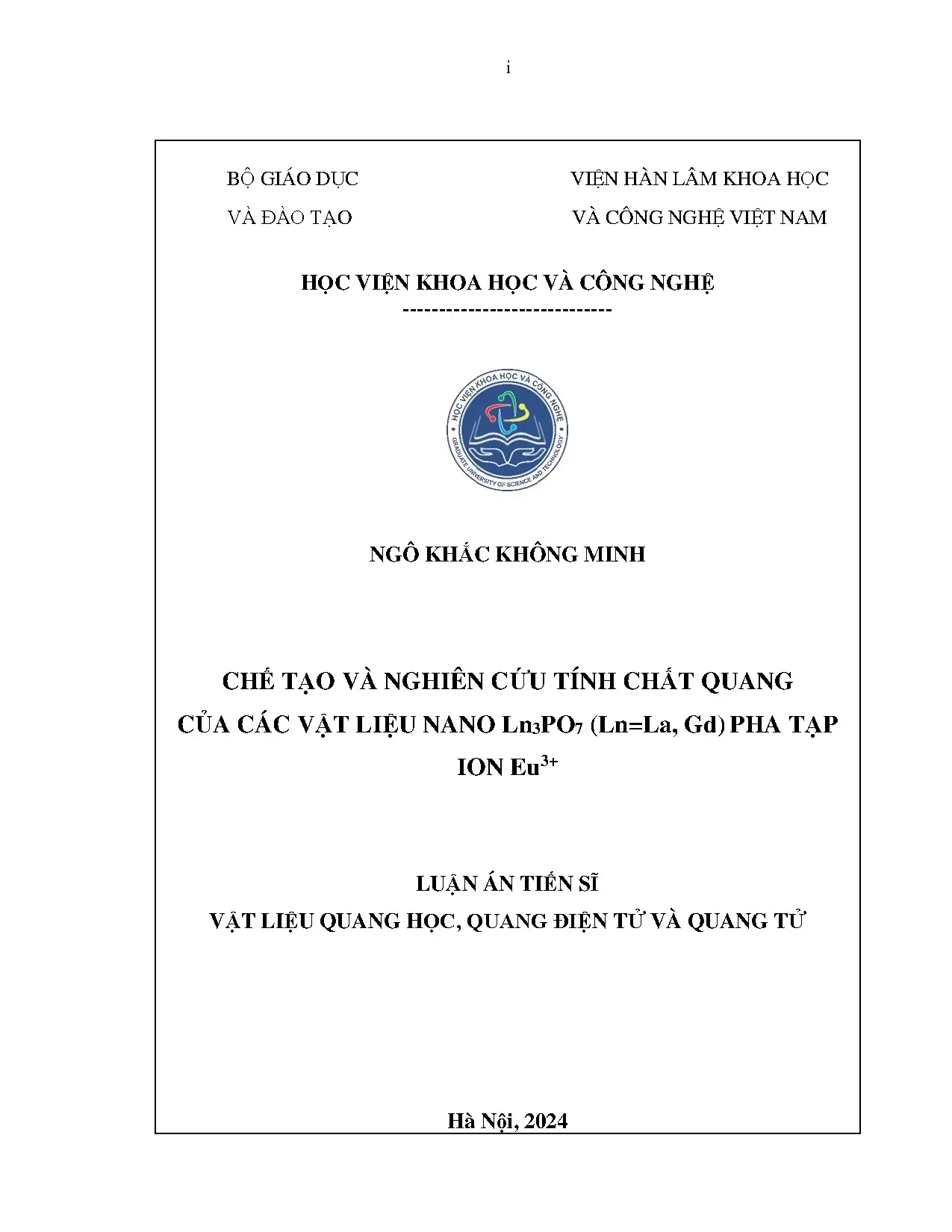 Nghiên cứu tính chất quang của vật liệu nano Ln3PO7 pha tạp Eu3+