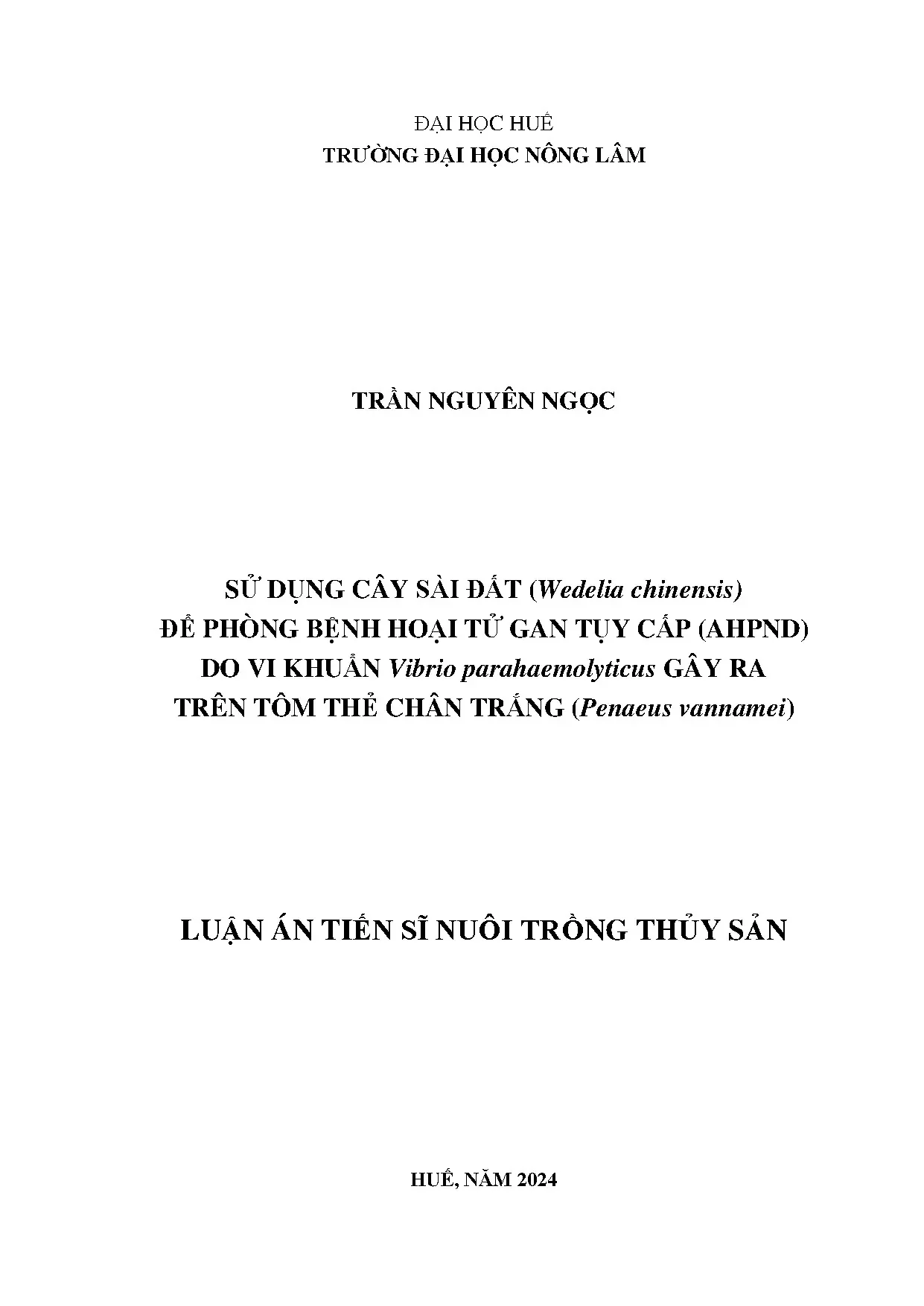 Sử dụng cây sài đất phòng bệnh hoại tử gan tụy cấp trên tôm thẻ chân trắng