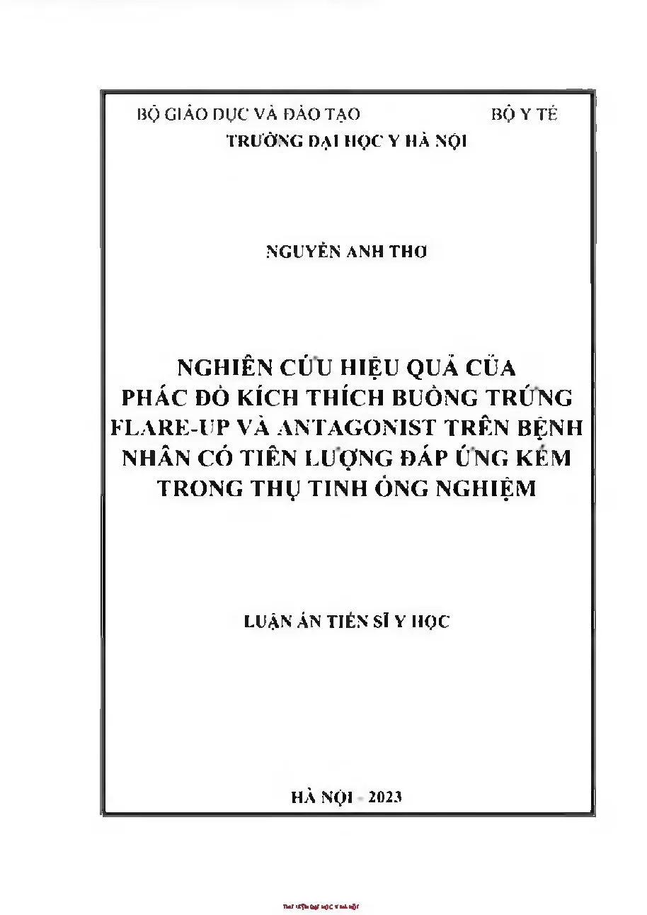 Nghiên cứu hiệu quả phác đồ kích thích buồng trứng trên bệnh nhân đáp ứng kém