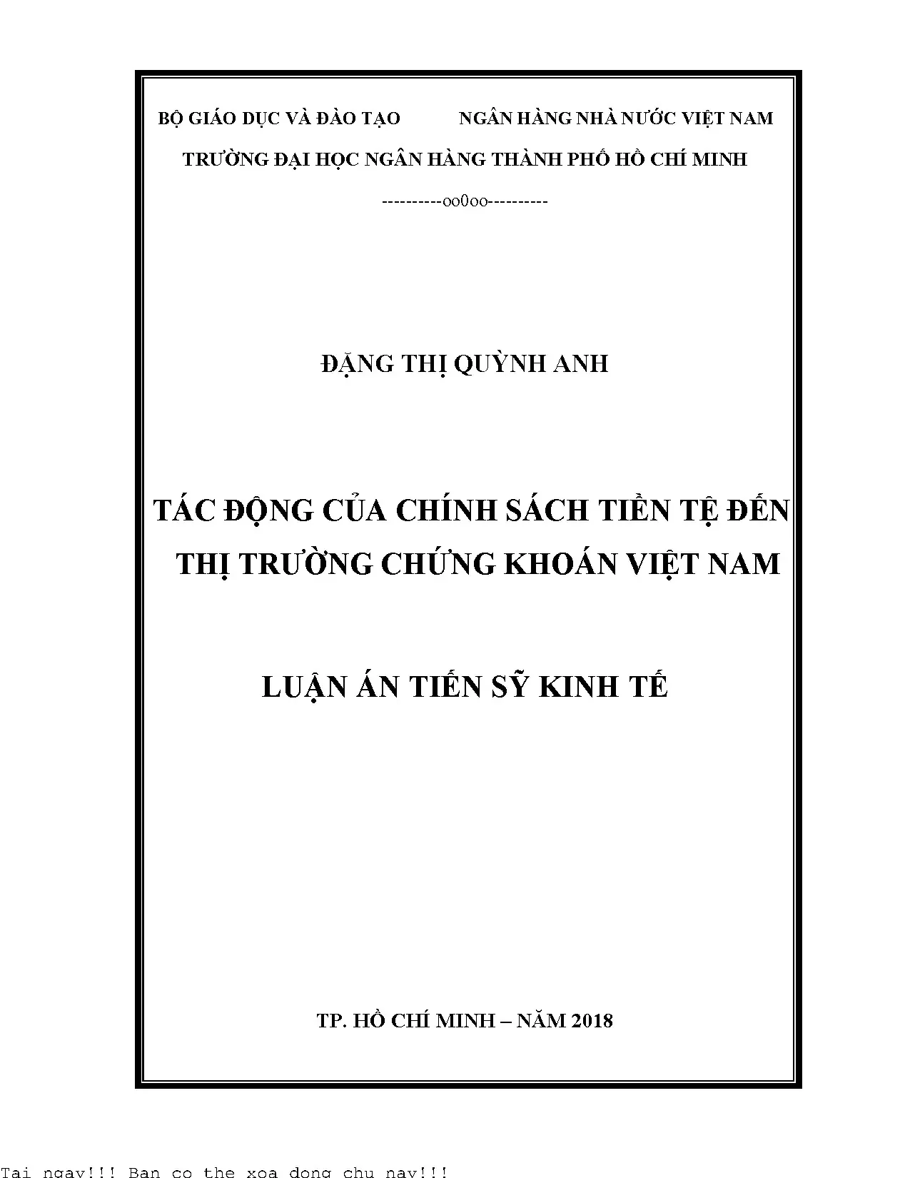 Tác động của chính sách tiền tệ đến TTCK Việt Nam