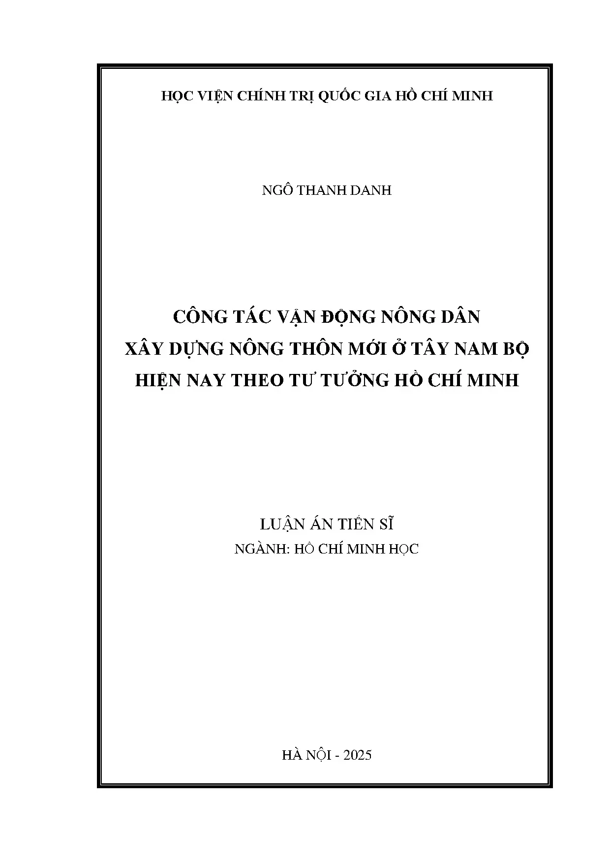 Vận động nông dân xây dựng nông thôn mới theo tư tưởng Hồ Chí Minh