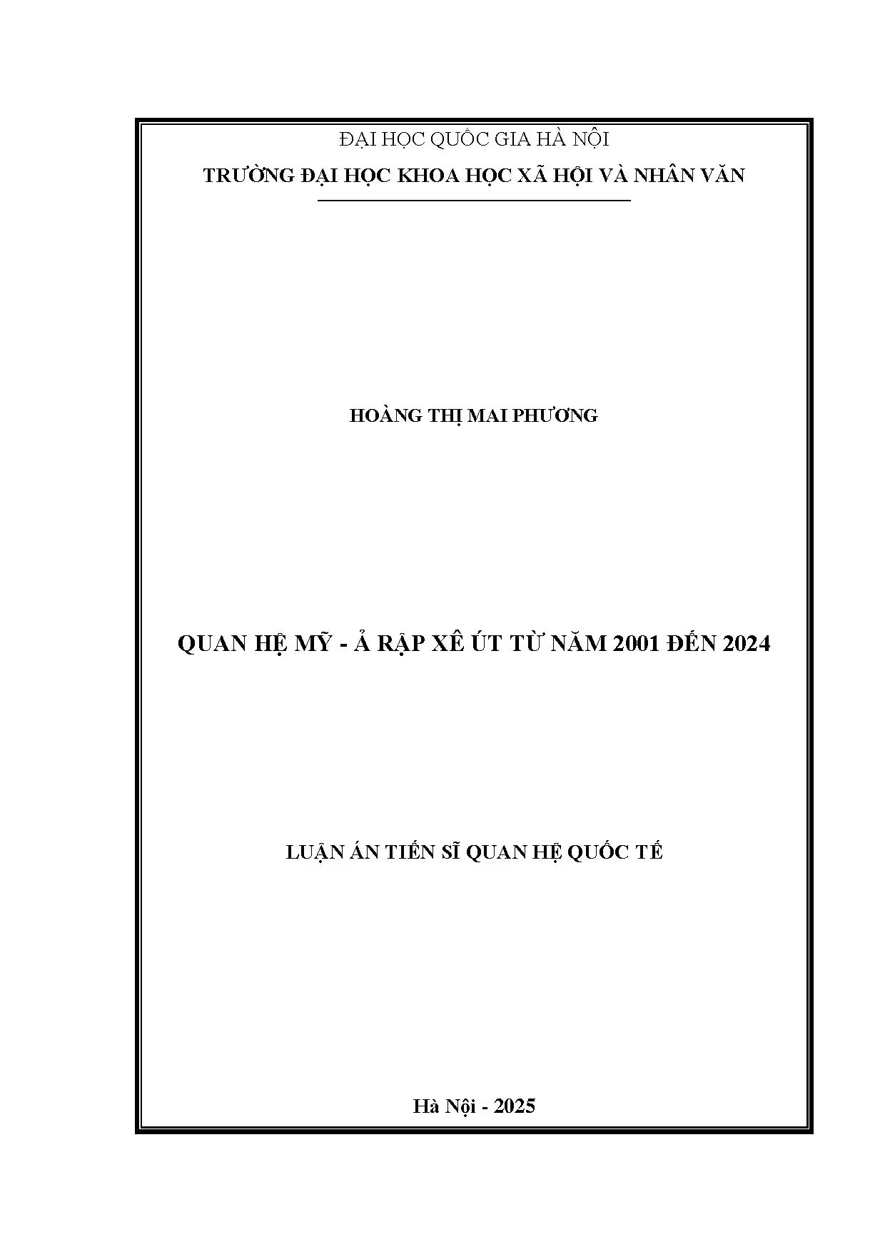 Quan hệ Mỹ - Ả Rập Xê Út 2001-2024: Nghiên cứu quan hệ quốc tế