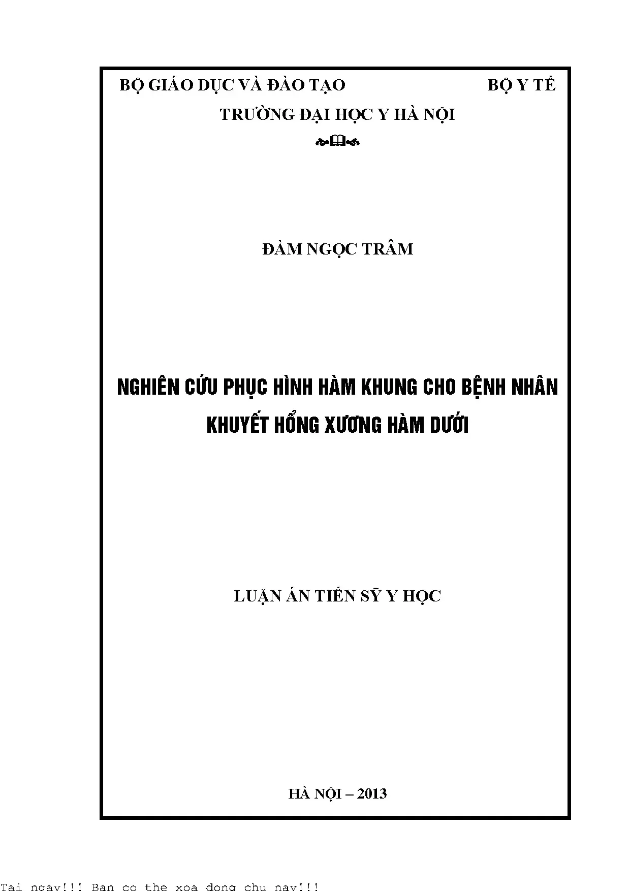 Nghiên cứu phục hình hàm khung cho bệnh nhân khuyết hổng xương hàm