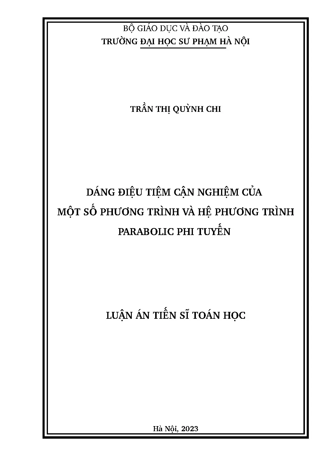 Dáng diệu tiệm cận nghiệm của một số phương trình và hệ phươ
