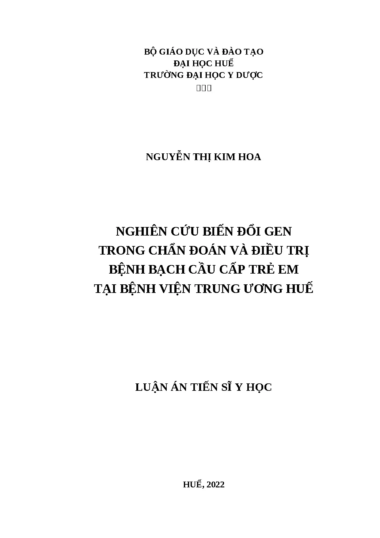 Biến đổi Gen trong Bạch cầu Cấp Trẻ em tại BV TW Huế
