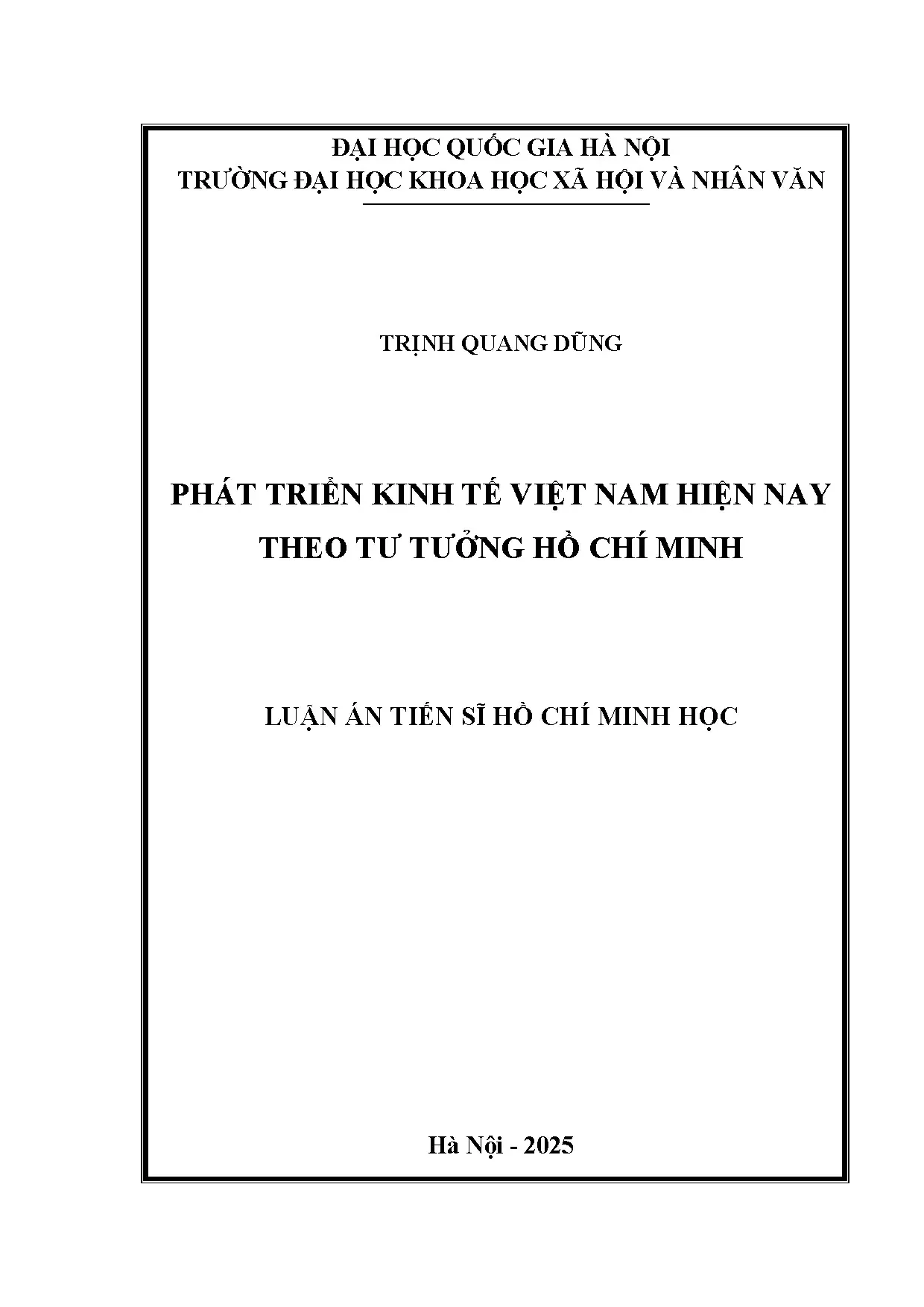 Phát triển kinh tế Việt Nam theo tư tưởng Hồ Chí Minh