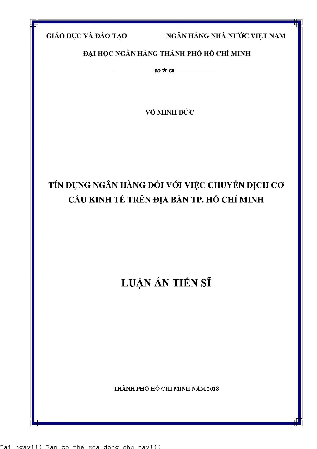 Tín dụng ngân hàng và chuyển dịch cơ cấu kinh tế TP.HCM