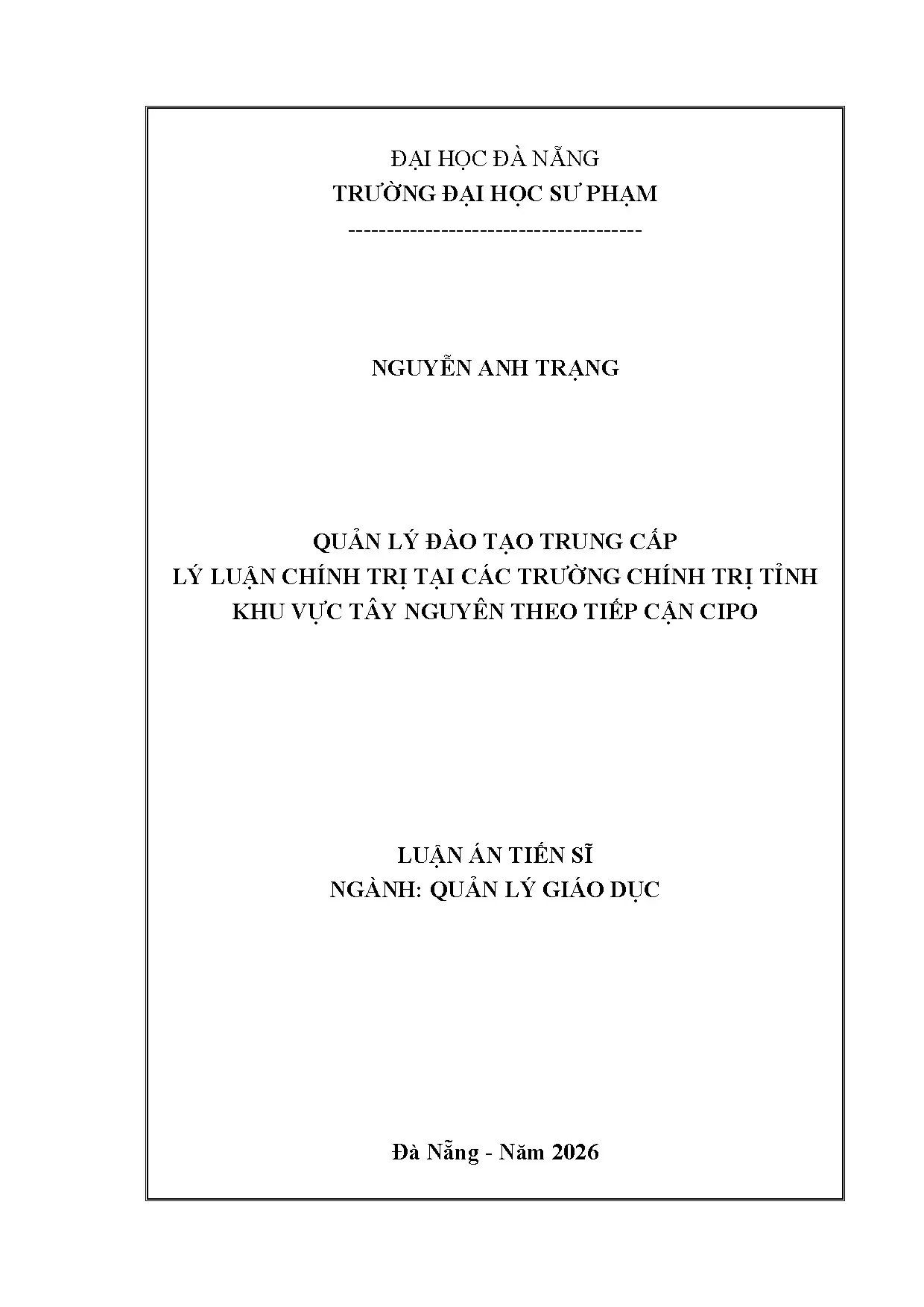 Quản lý đào tạo lý luận chính trị tại các trường chính trị tỉnh