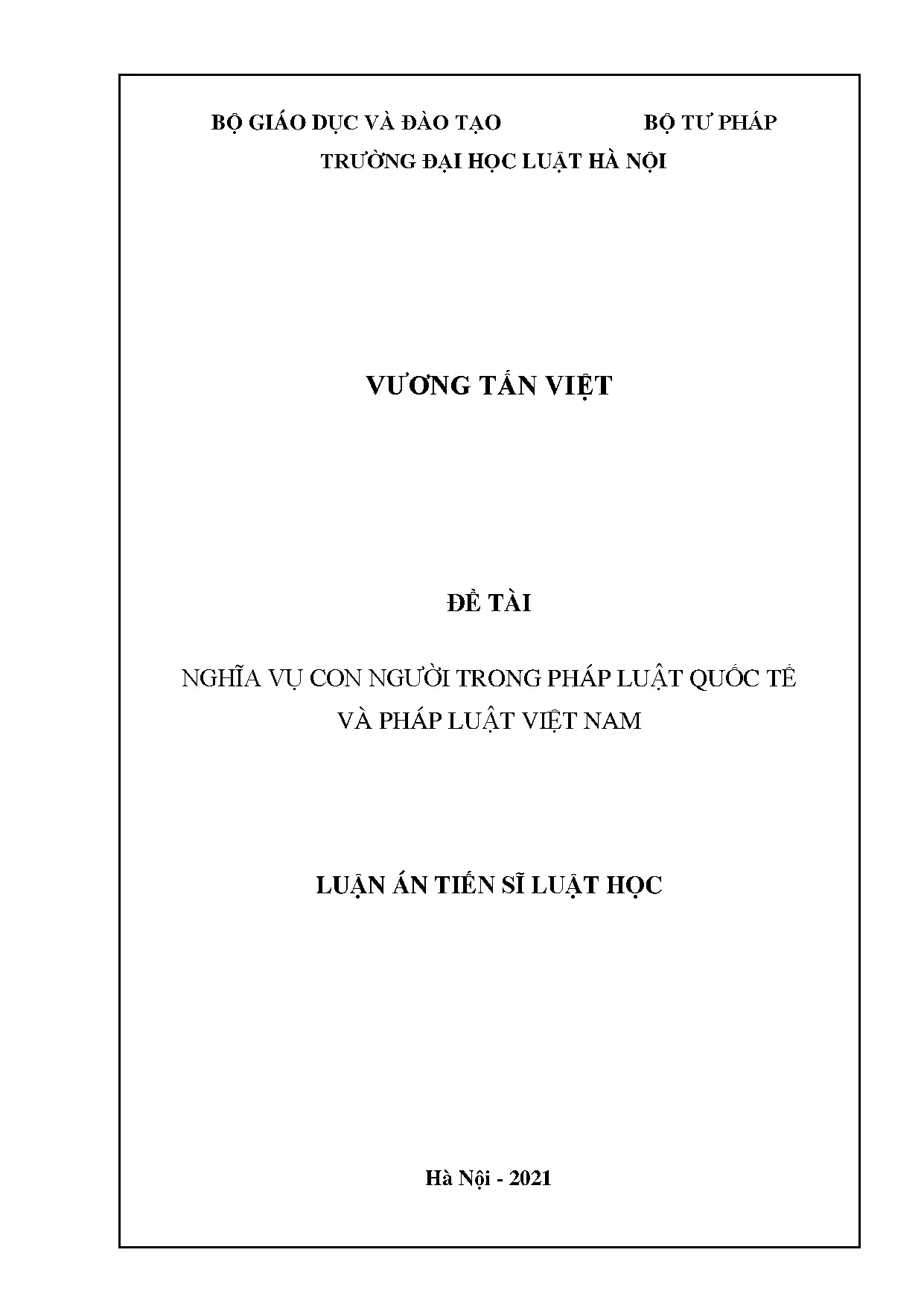 Nghĩa vụ con người trong pháp luật quốc tế và Việt Nam