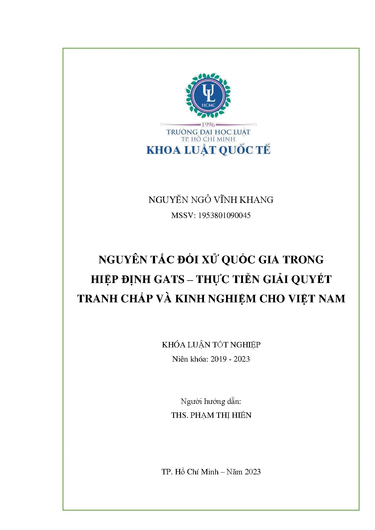 Nguyên tắc đối xử quốc gia trong GATS