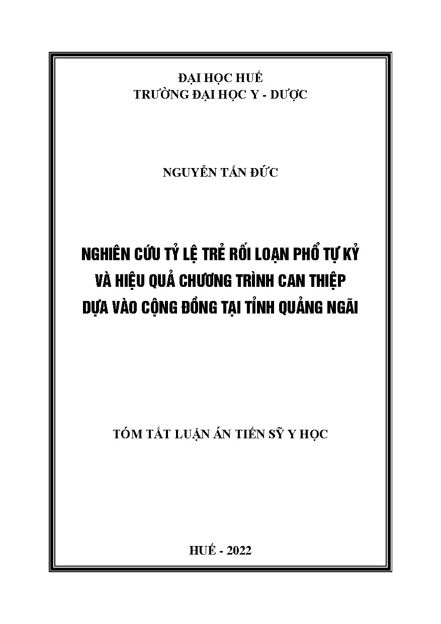 Tỷ lệ trẻ tự kỷ & can thiệp cộng đồng tại Quảng Ngãi