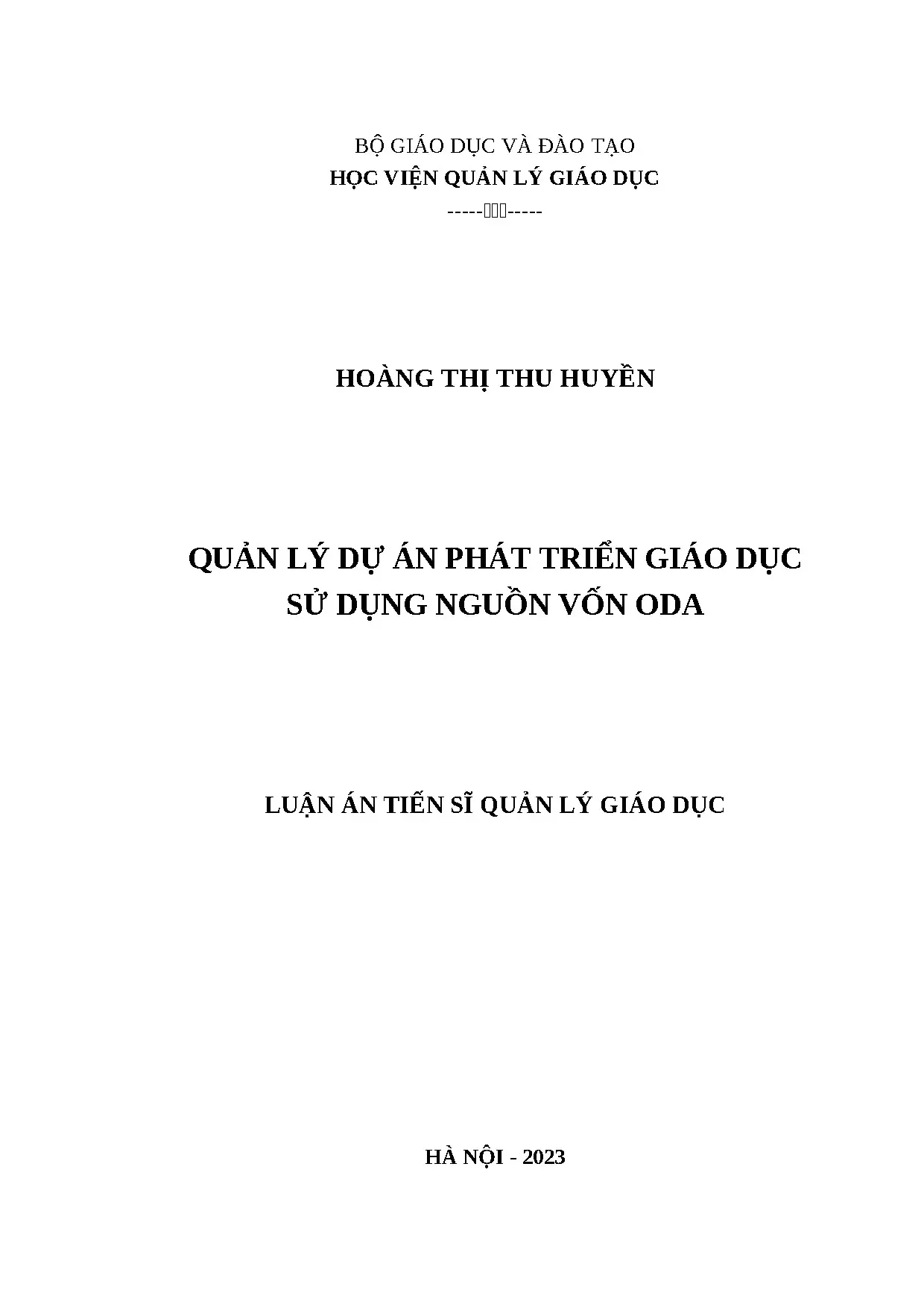 Quản lý Dự án Phát triển Giáo dục Vốn ODA