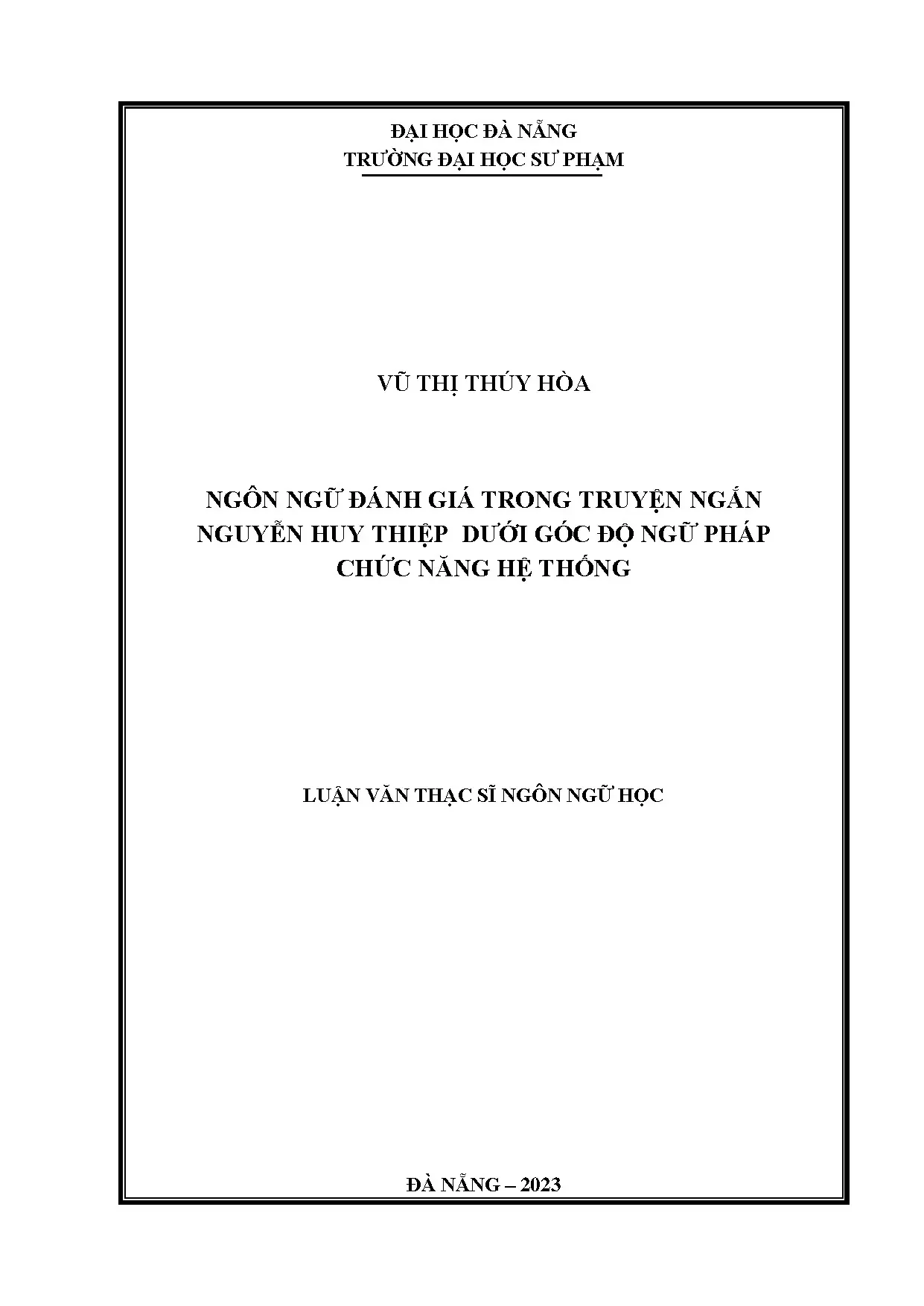 Ngôn ngữ đánh giá trong truyện ngắn Nguyễn Huy Thiệp - Phân tích ngữ pháp chức năng