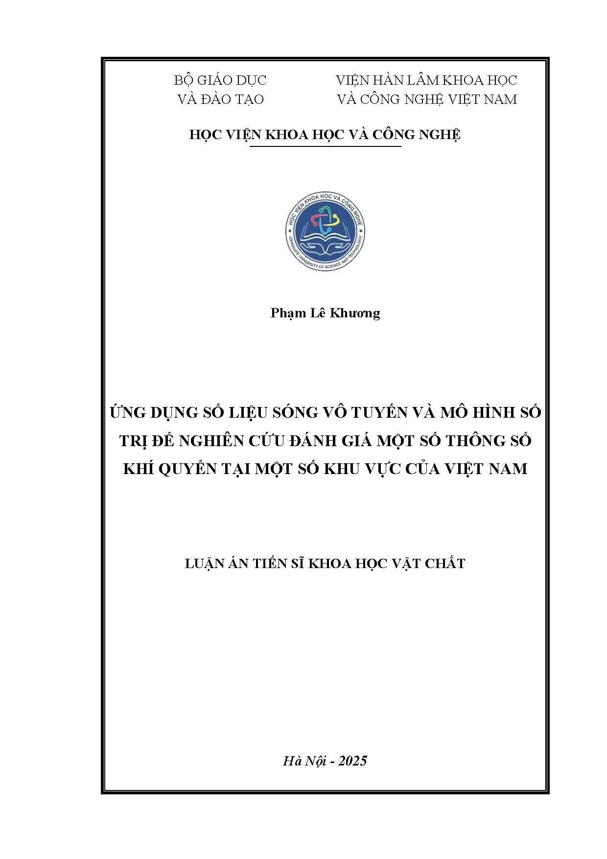 Nghiên cứu khí quyển Việt Nam bằng sóng vô tuyến và mô hình số