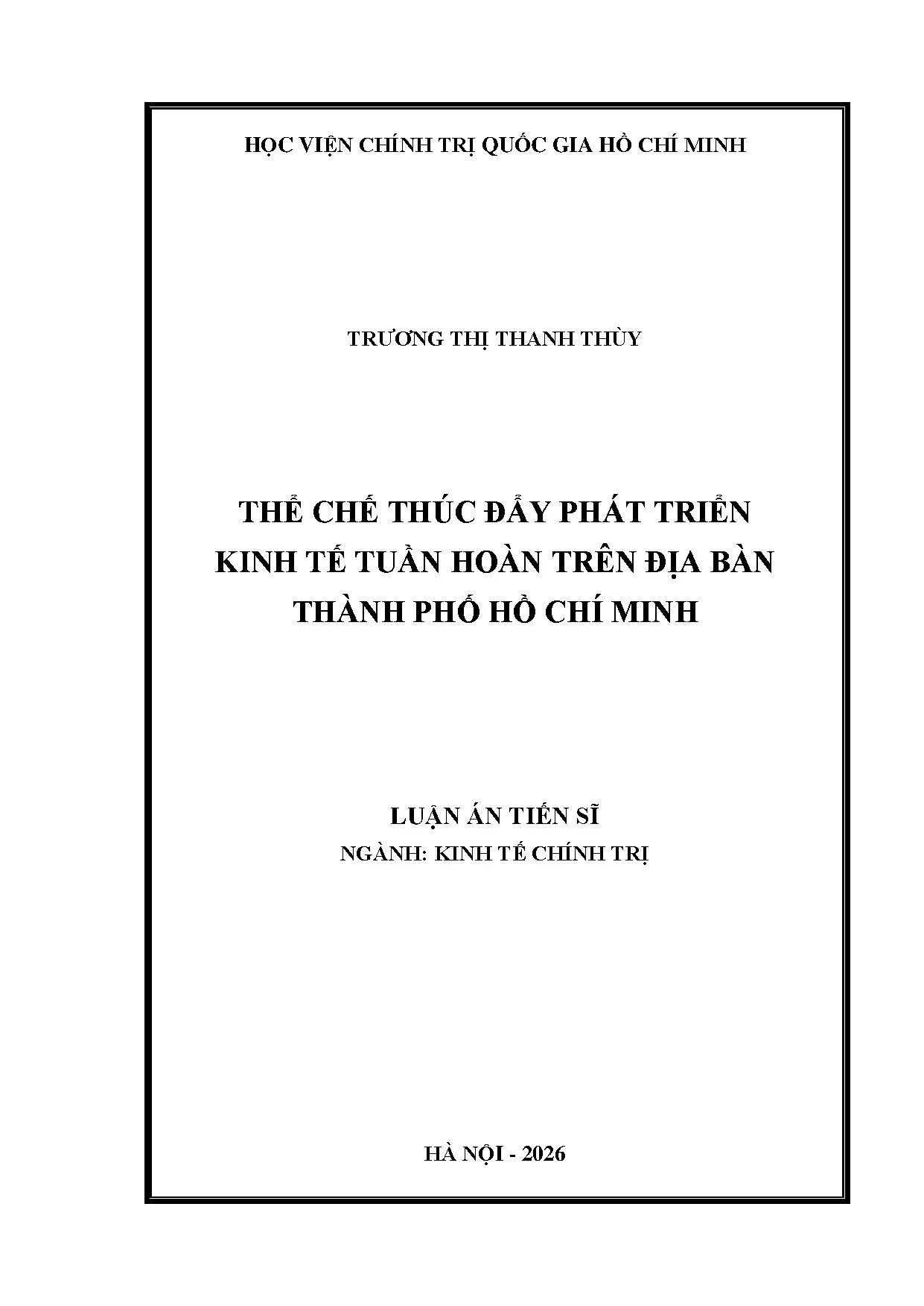 Thể chế phát triển kinh tế tuần hoàn tại TP Hồ Chí Minh