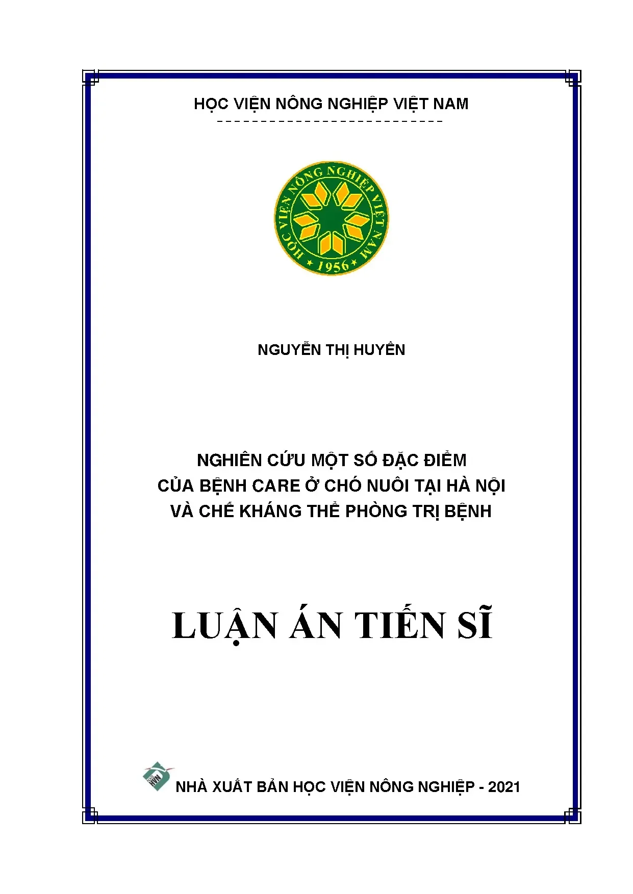 Nghiên cứu bệnh Care ở chó Hà Nội và chế kháng thể