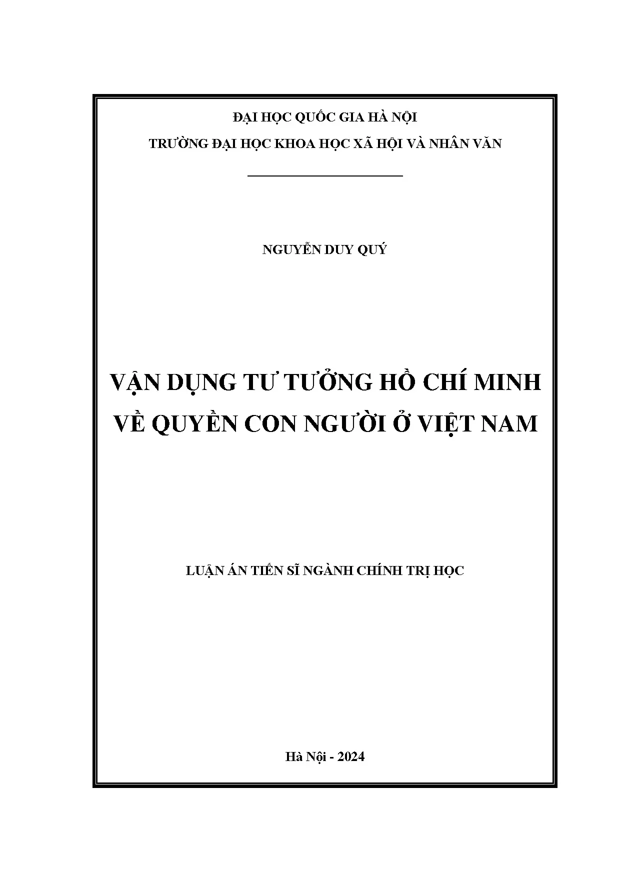 Vận dụng Tư tưởng Hồ Chí Minh về Quyền Con người