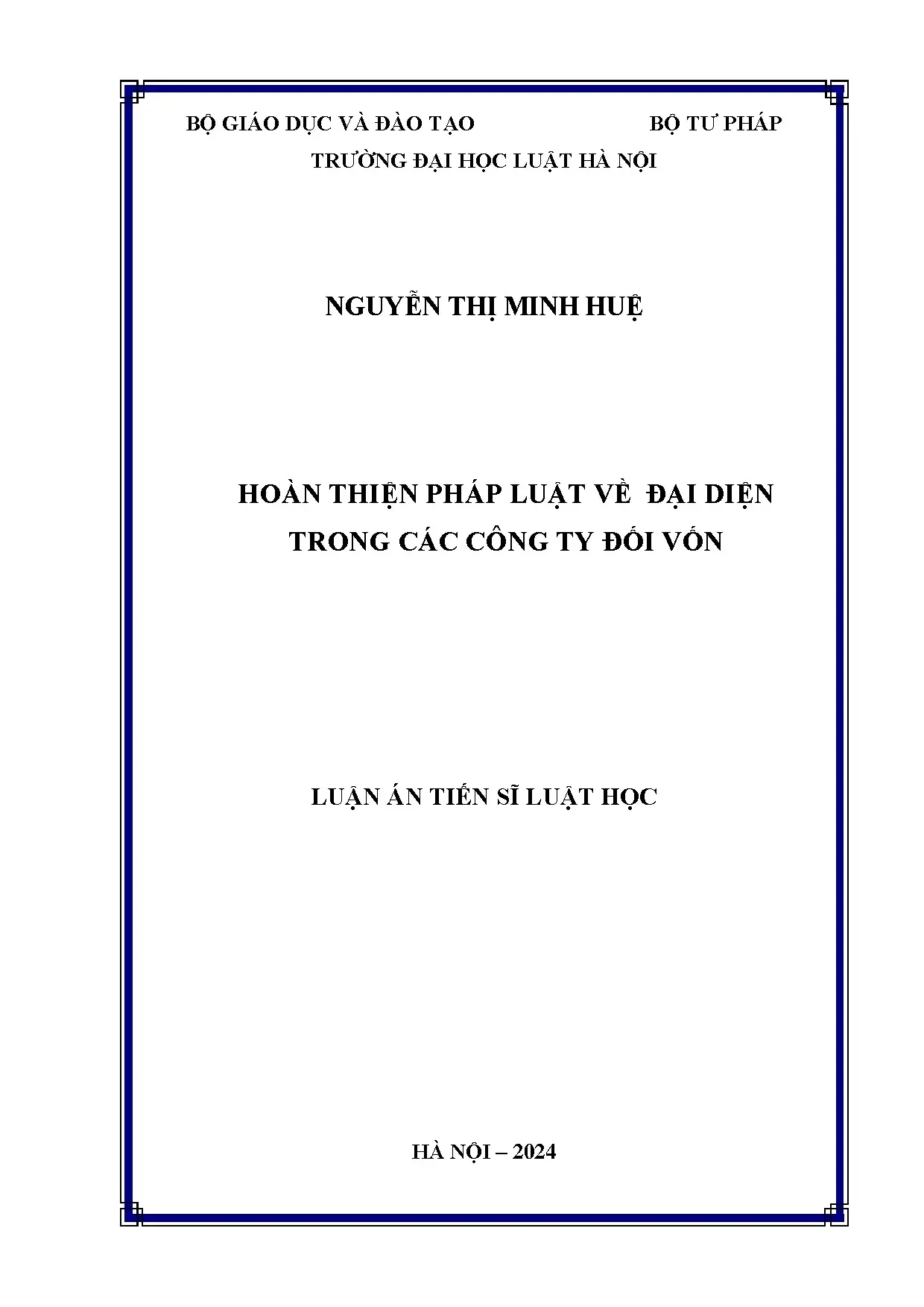 Nguyễn Thị Minh Huệ hoàn thiện pháp luật đại diện