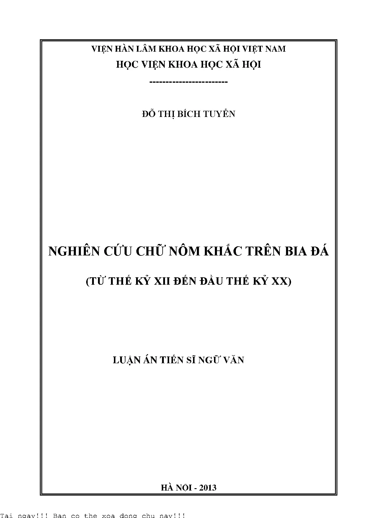 Nghiên cứu chữ nôm khắc trên bia đá từ thế kỷ xii đến đầu th
