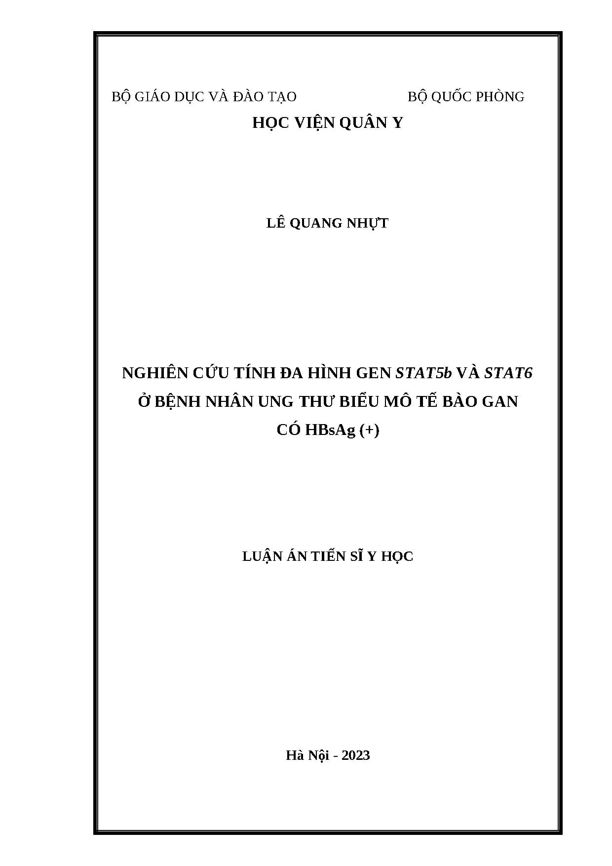 Nghiên cứu đa hình gen STAT5b và STAT6 ở bệnh nhân ung thư gan