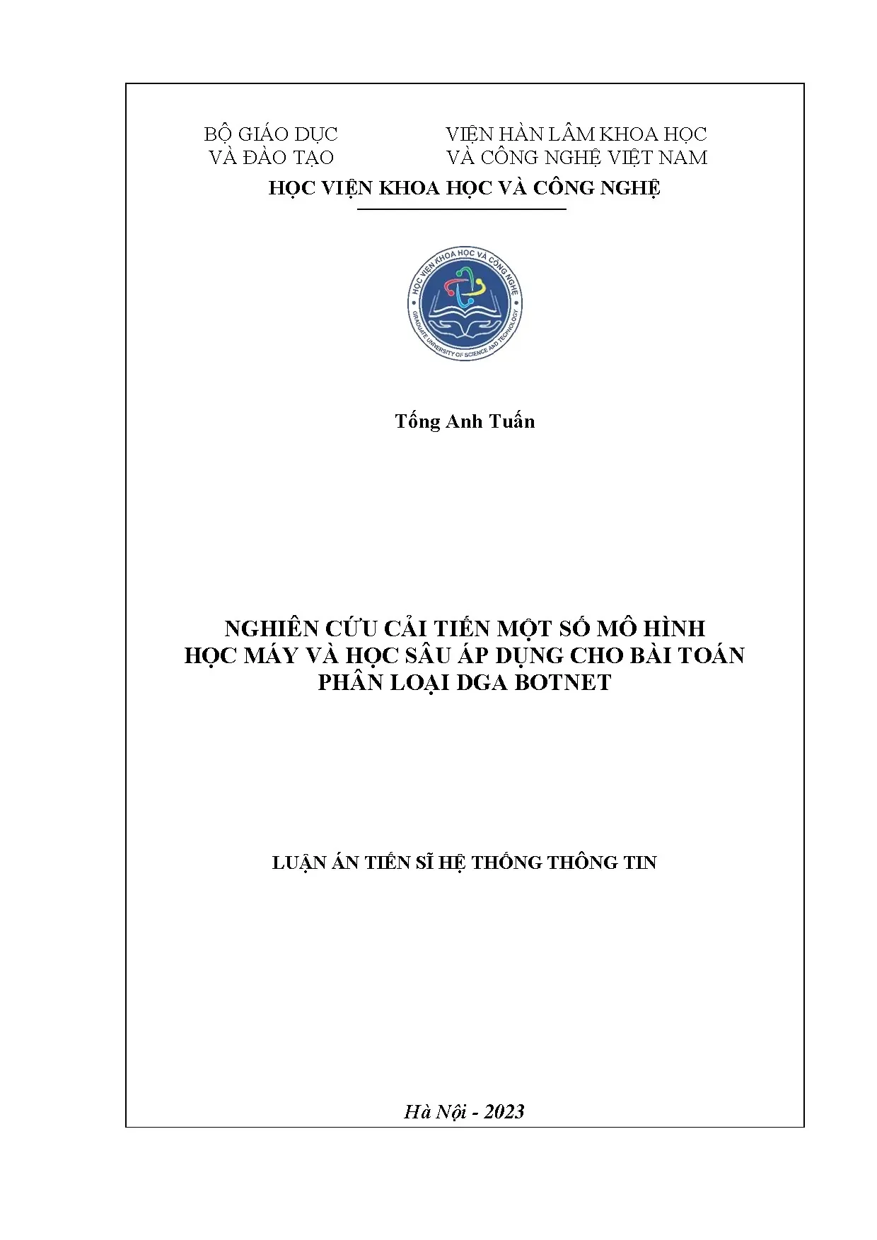 Cải tiến mô hình học máy/sâu phát hiện DGA Botnet