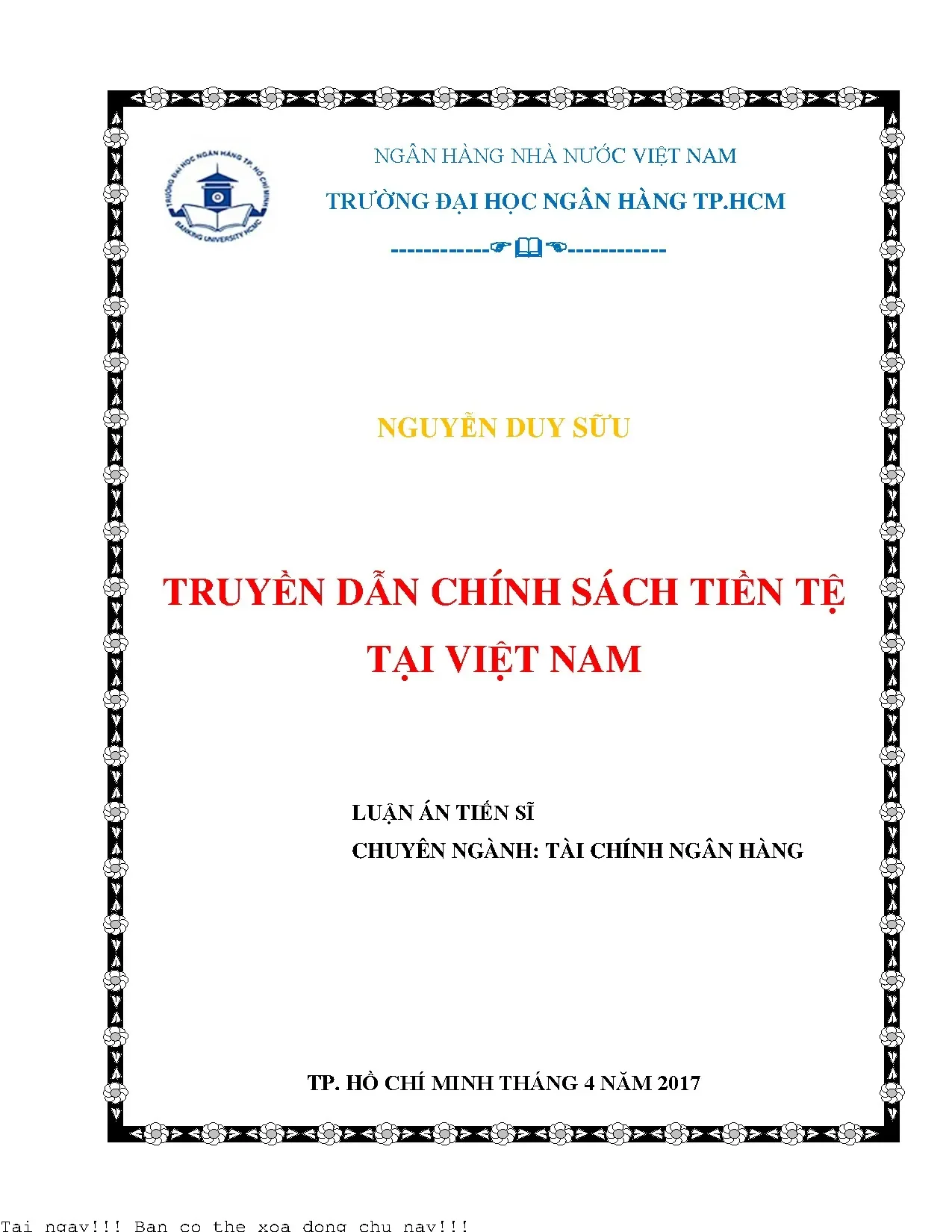 Truyền dẫn chính sách tiền tệ tại Việt Nam: Luận án tiến sĩ