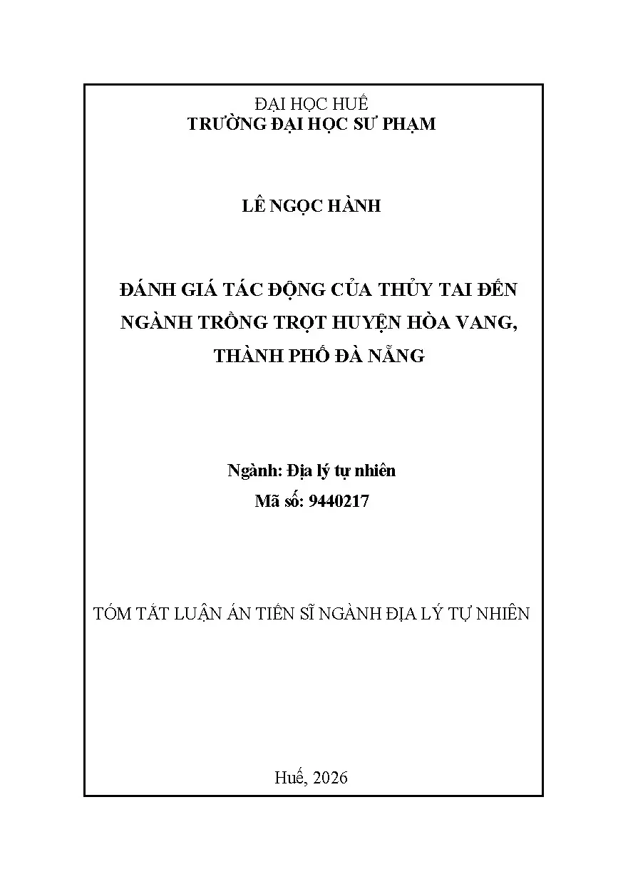 Tác động thủy tai đến trồng trọt Hòa Vang: Nghiên cứu tại Đà Nẵng