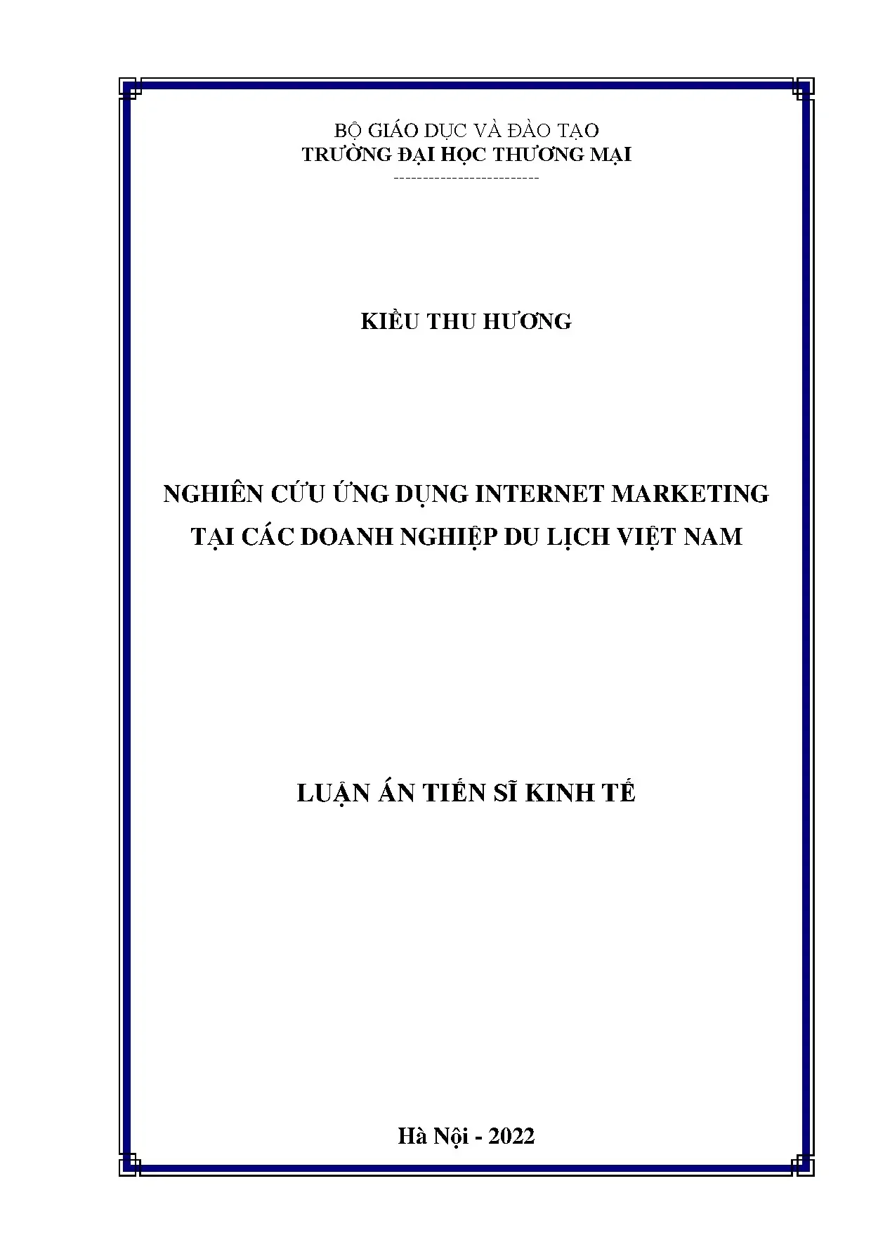 Nghiên cứu ứng dụng internet marketing trong doanh nghiệp du lịch Việt