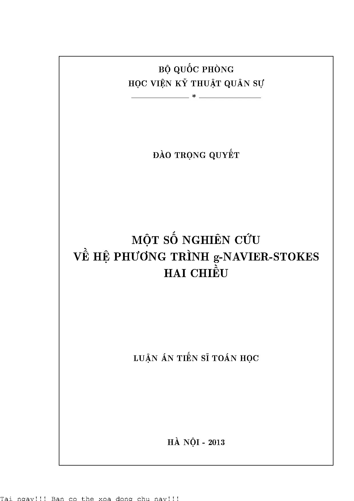 Nghiên cứu hệ phương trình g-Navier-Stokes hai chiều
