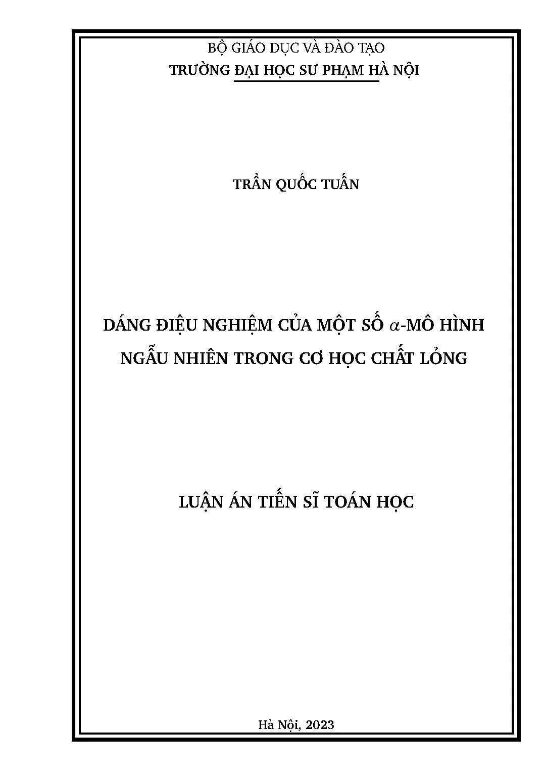 Dáng điệu nghiệm của các mô hình ngẫu nhiên trong cơ học chất lỏng