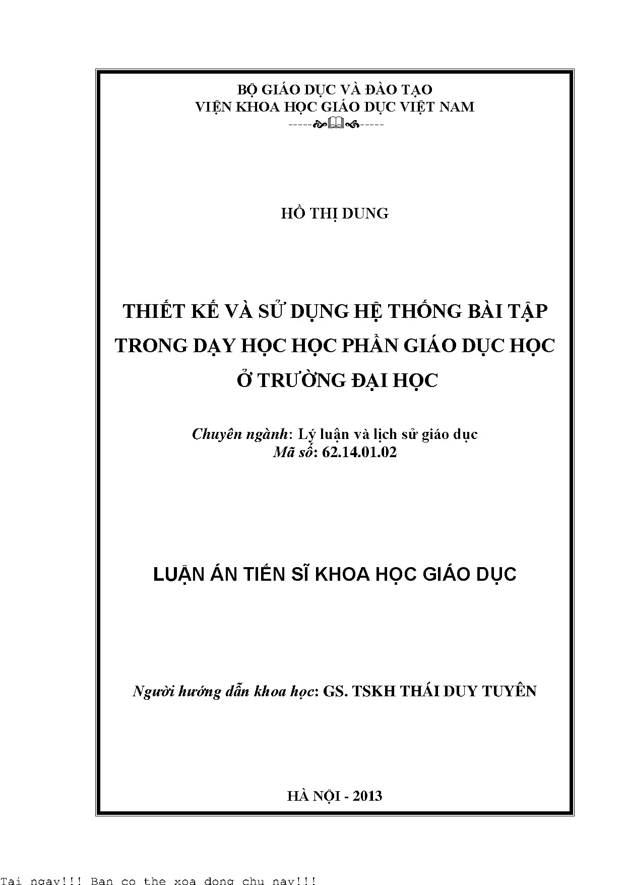 Thiết kế và sử dụng hệ thống bài tập trong dạy học học phần