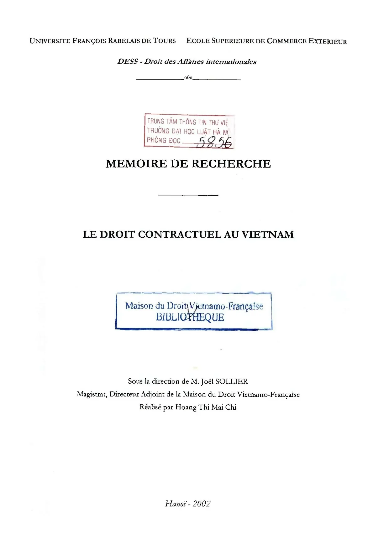 Luận án nghiên cứu le droit contractuel au vietnam