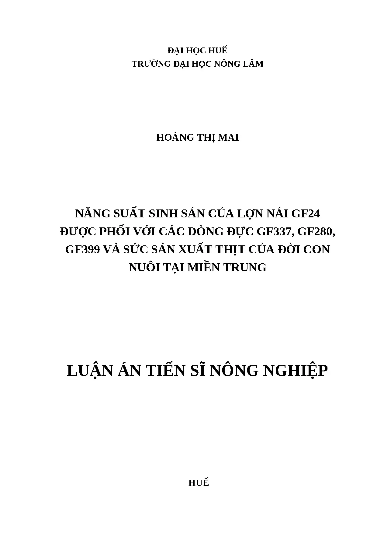 Năng suất lợn GF24 lai tạo và sức sản xuất thịt