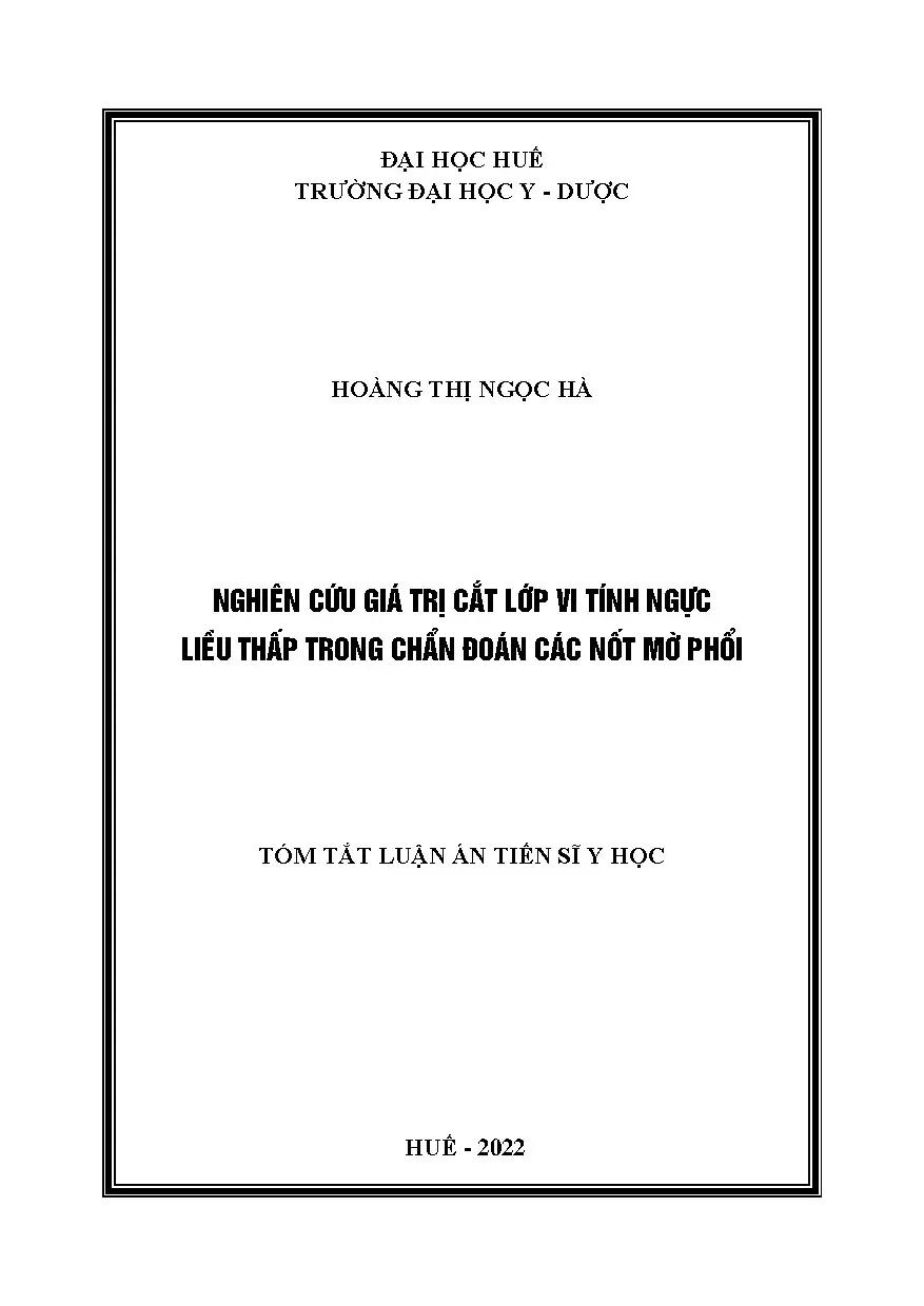 Nghiên cứu giá trị cắt lớp vi tính ngực liều thấp trong chẩn đoán nốt mờ phổi