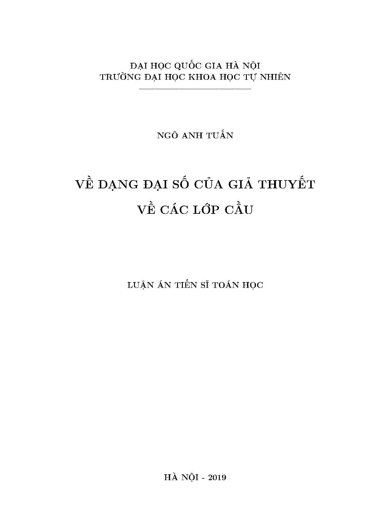 Luận án tiến sĩ về dạng đại số của giả thuyết các lớp cầu