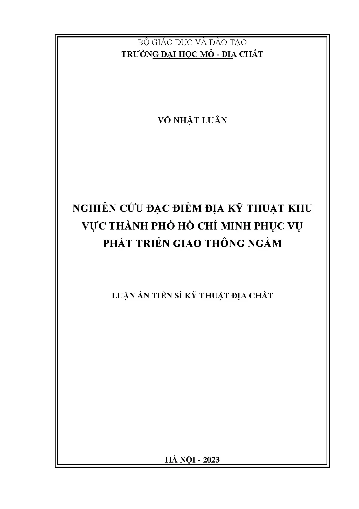 Nghiên cứu đặc điểm địa kỹ thuật khu vực thành phố hồ chí mi