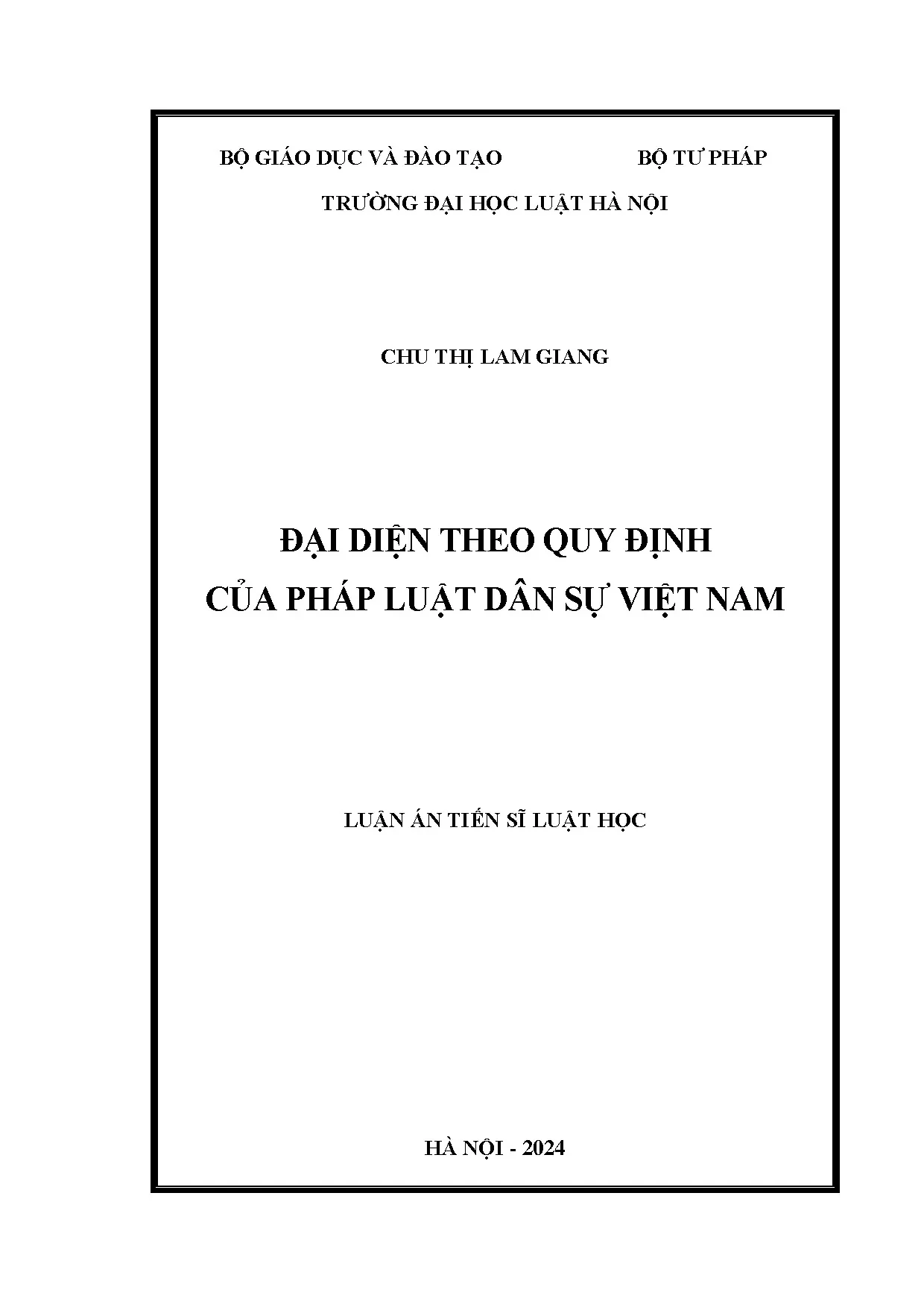 Đại diện theo pháp luật dân sự Việt Nam: Luận án Tiến sĩ