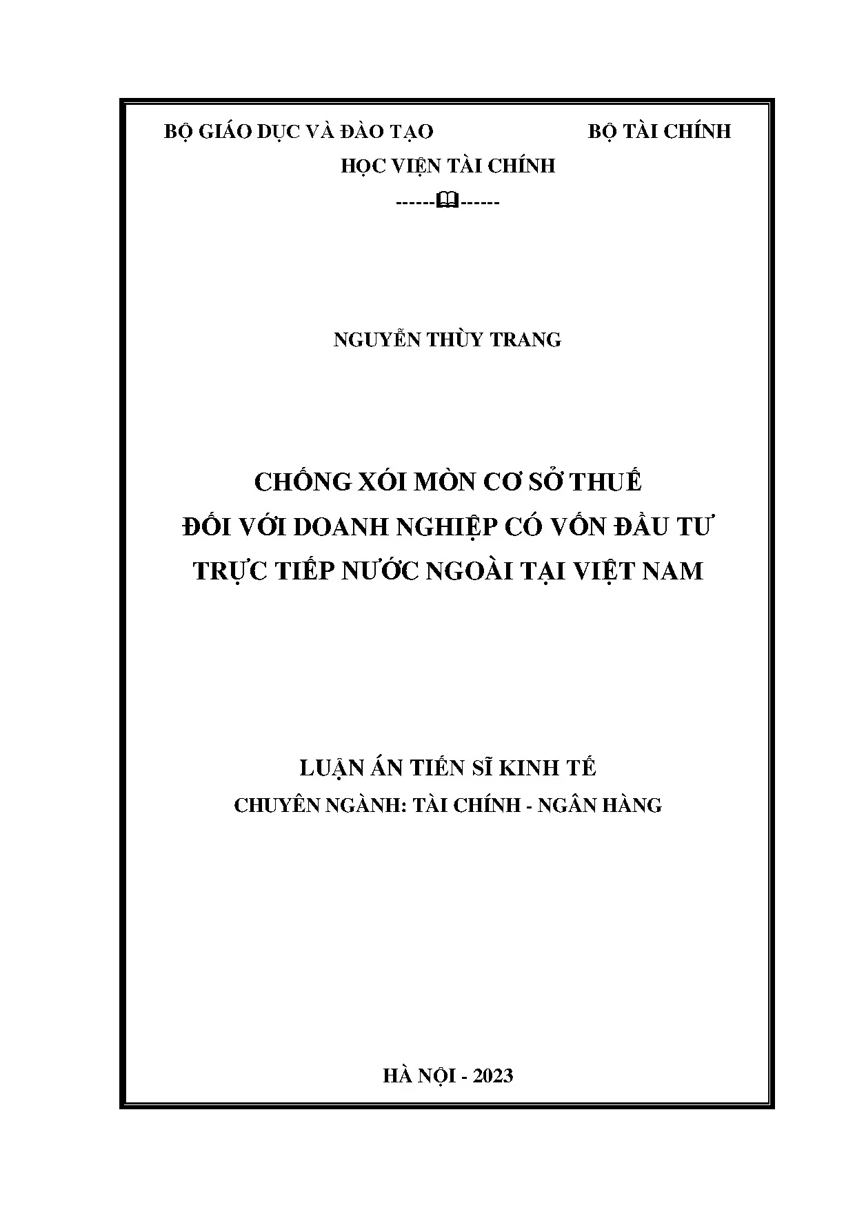 Chống xói mòn cơ sở thuế đối với doanh nghiệp FDI tại Việt Nam