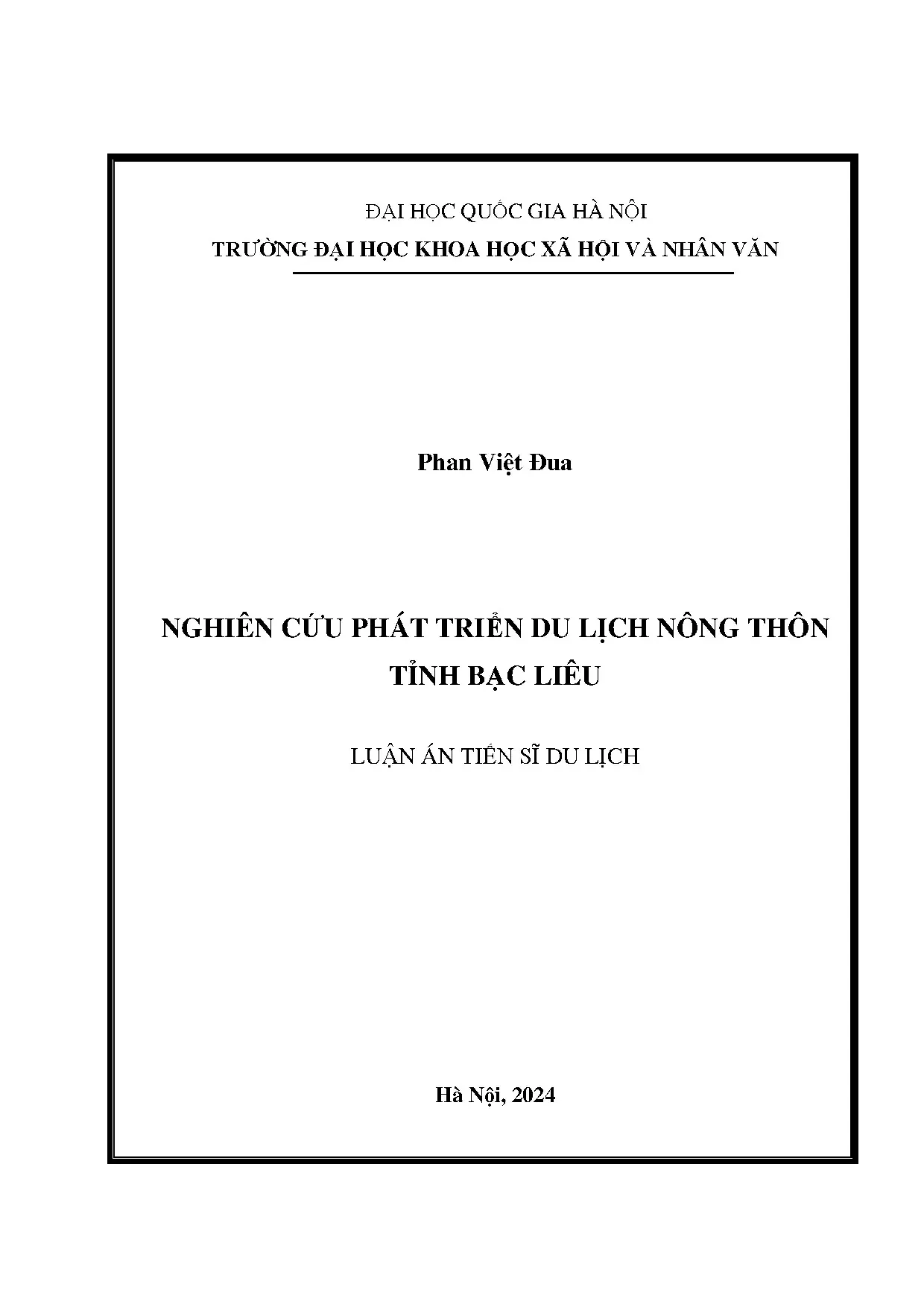 Nghiên cứu phát triển du lịch nông thôn Bạc Liêu