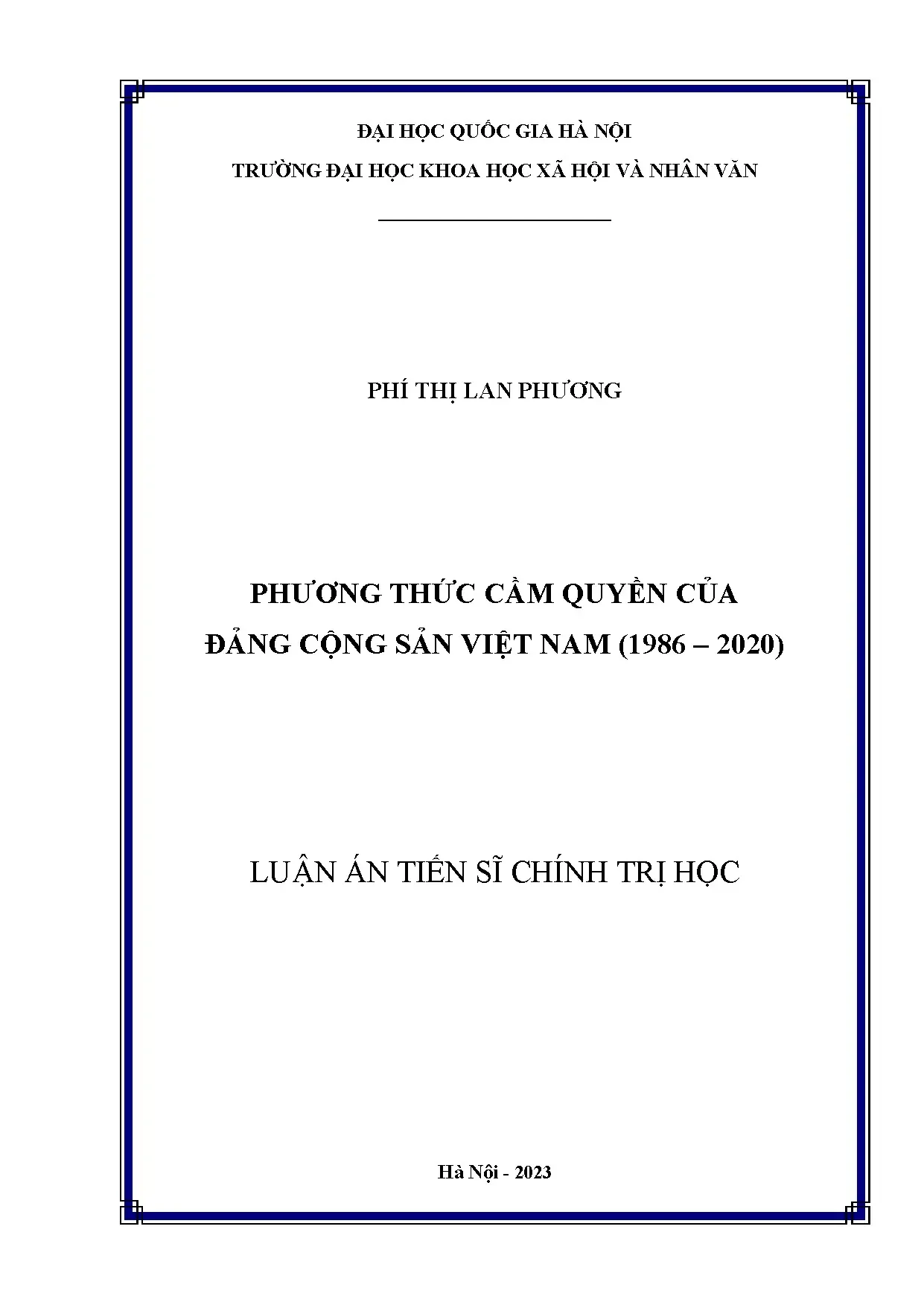 Phương thức cầm quyền của Đảng CSVN (1986-2020)