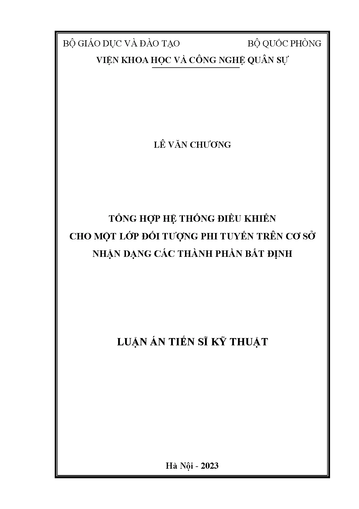 Phát triển hệ thống điều khiển cho lớp đối tượng phi tuyến