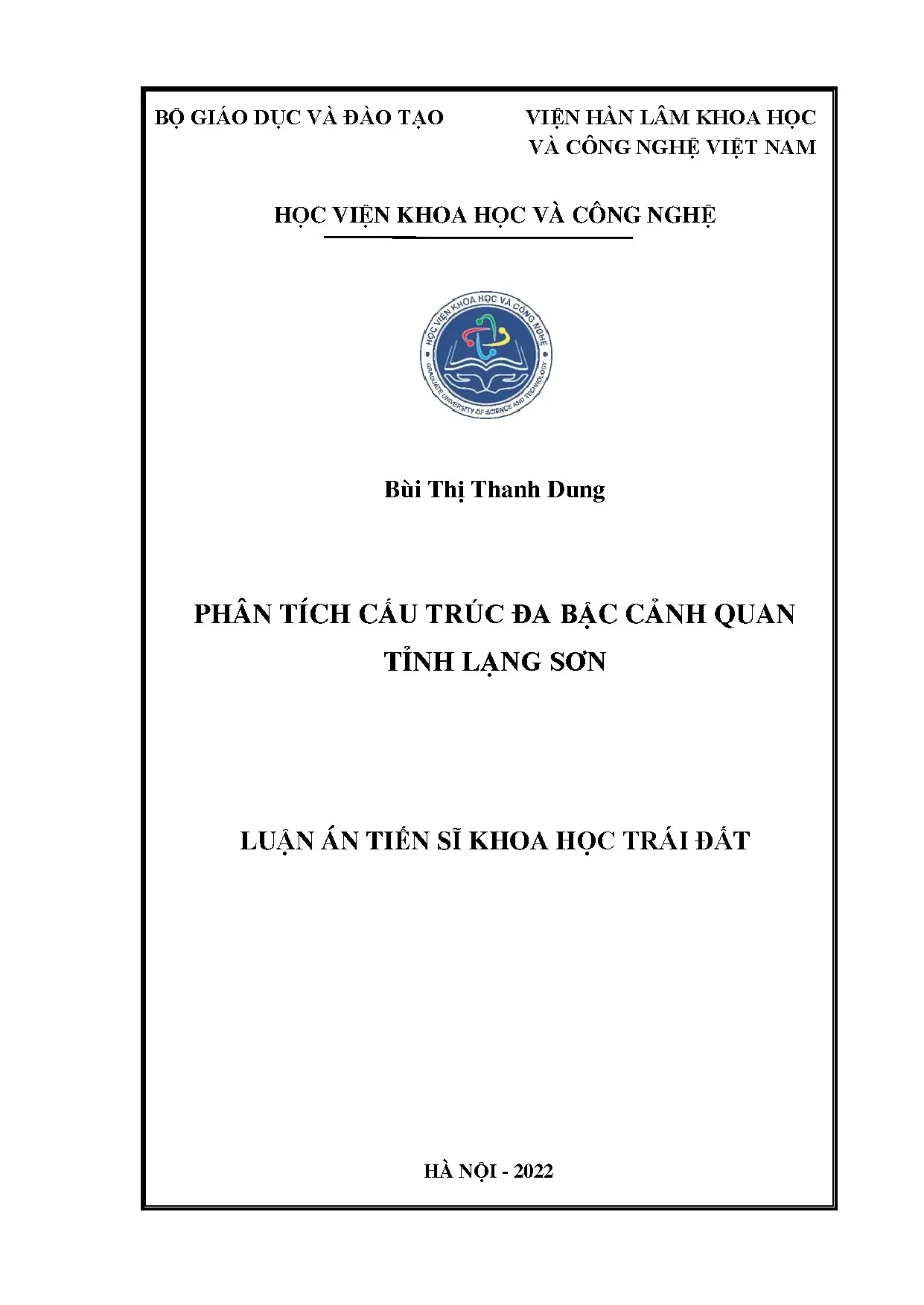 Luận án tiến sĩ phân tích cấu trúc đa bậc cảnh quan tỉnh lạn