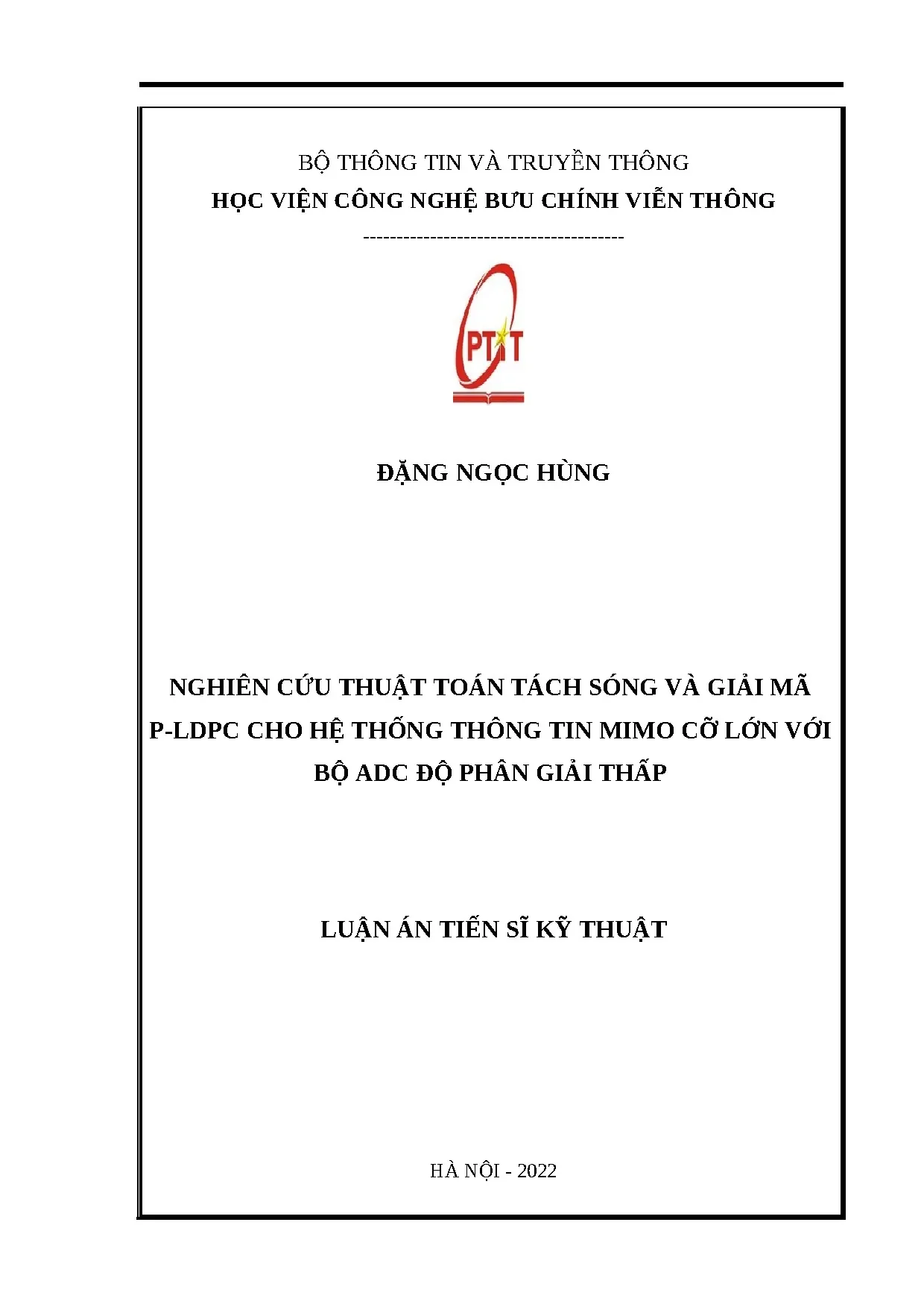 Luận án tiến sĩ nghiên cứu thuật toán tách sóng và giải mã p