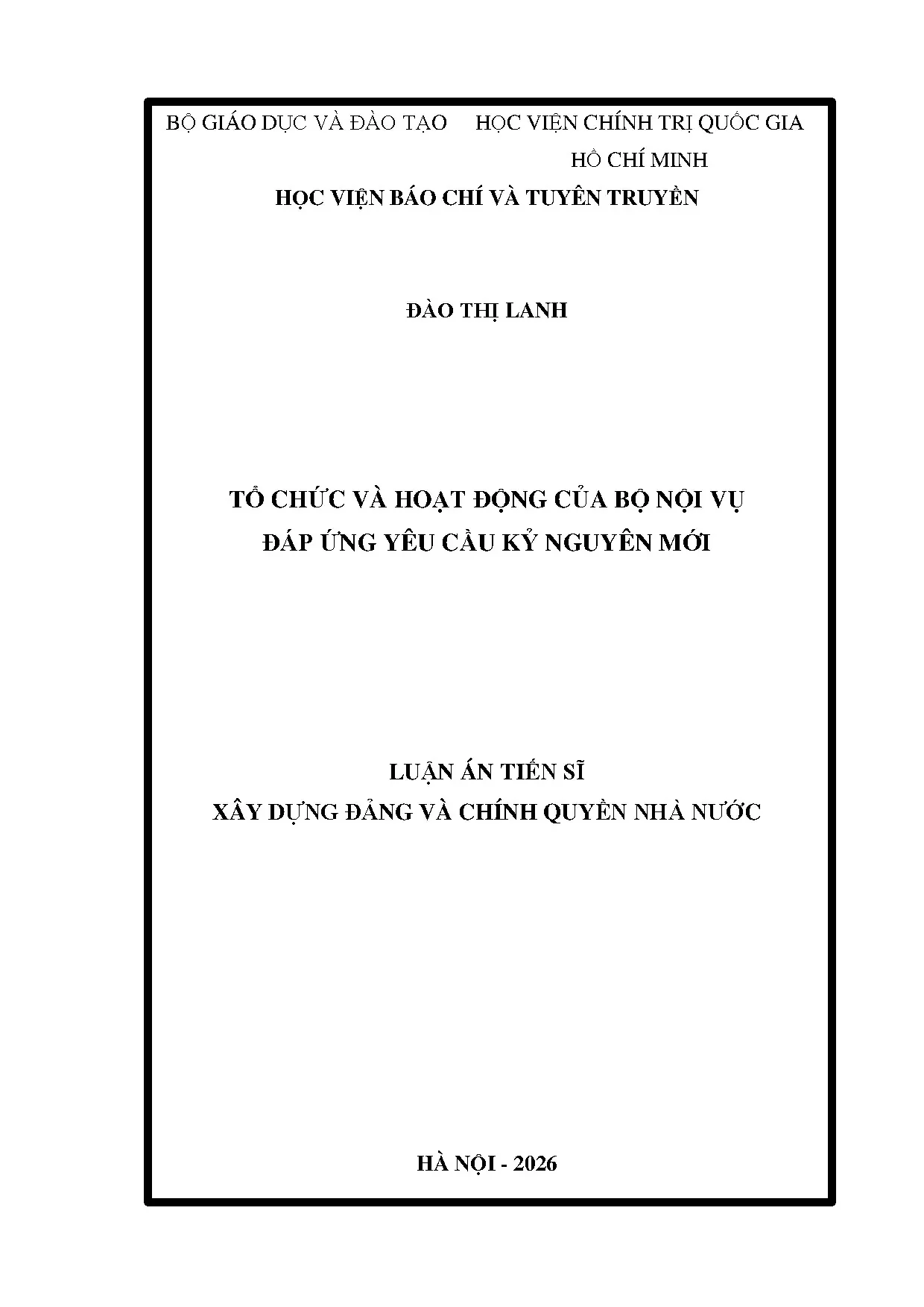 Tổ chức và hoạt động Bộ Nội vụ đáp ứng kỷ nguyên mới