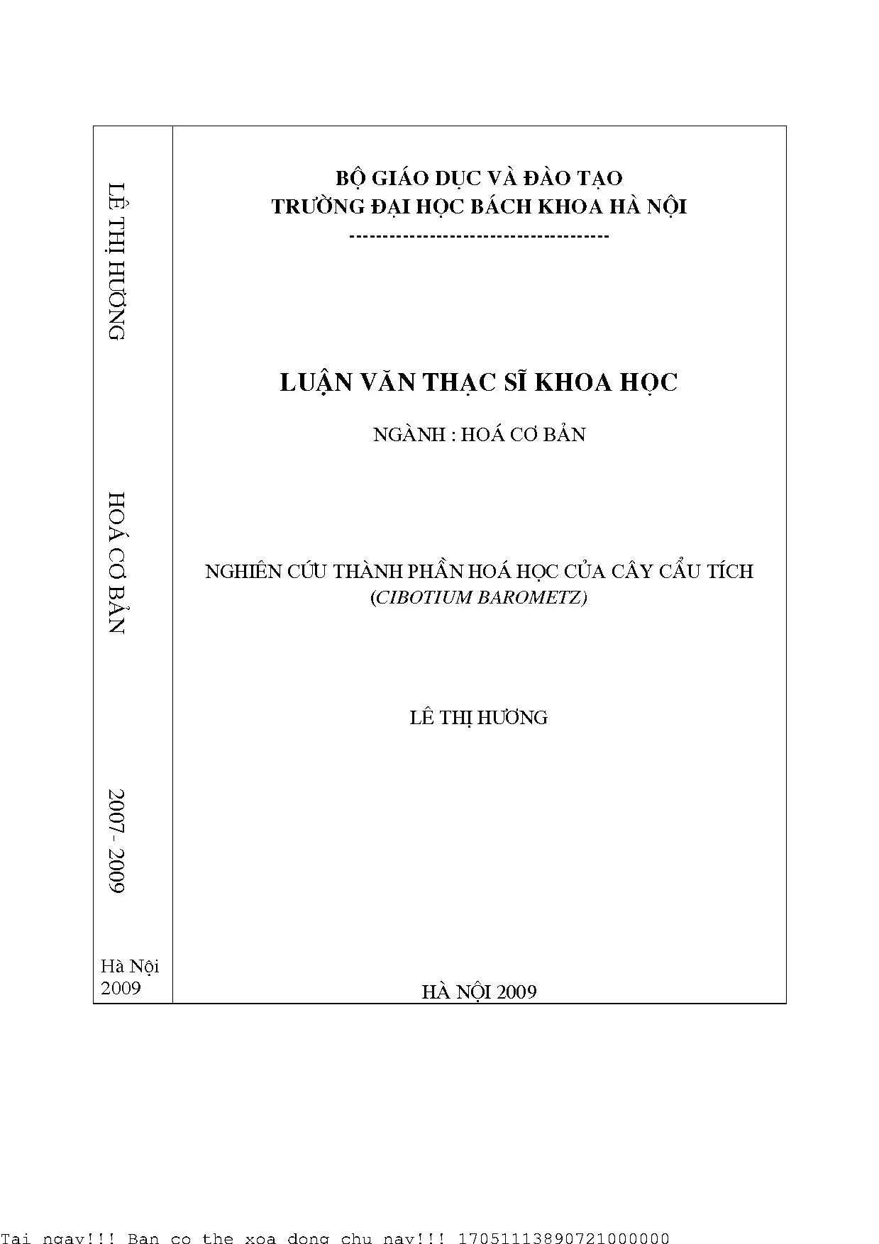 Nghiên cứu thành phần hóa học cây cẩu tích Cibotium barometz