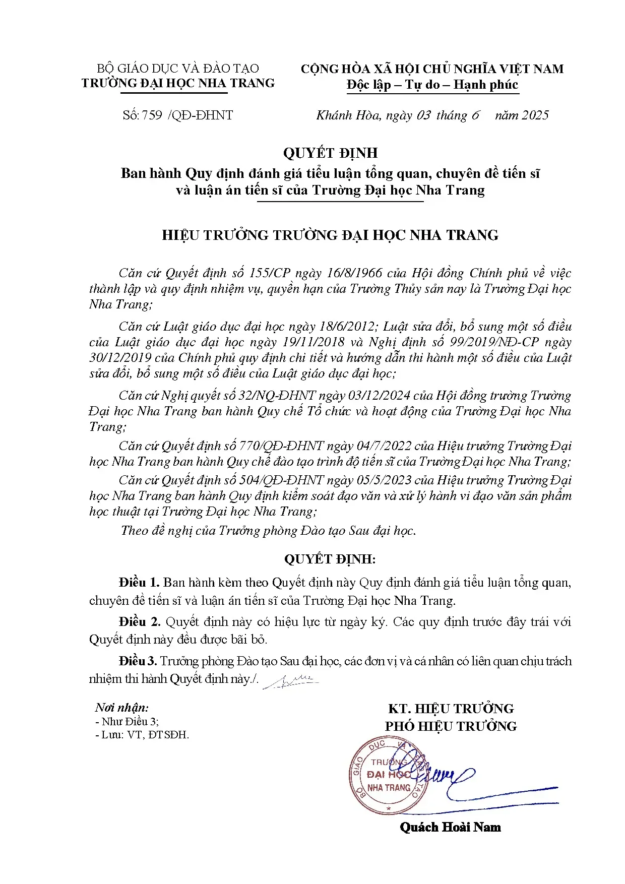 Quy định đánh giá tiểu luận tổng quan