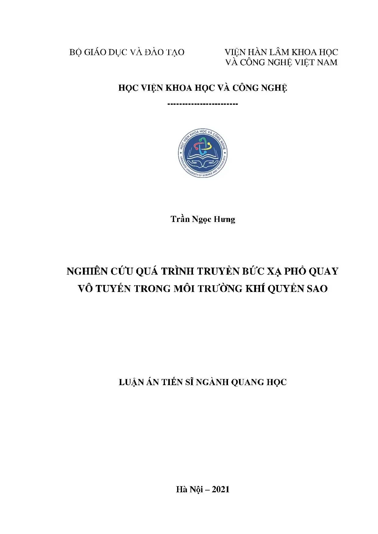 Luận án tiến sĩ ngành quang học nghiên cứu quá trình truyền